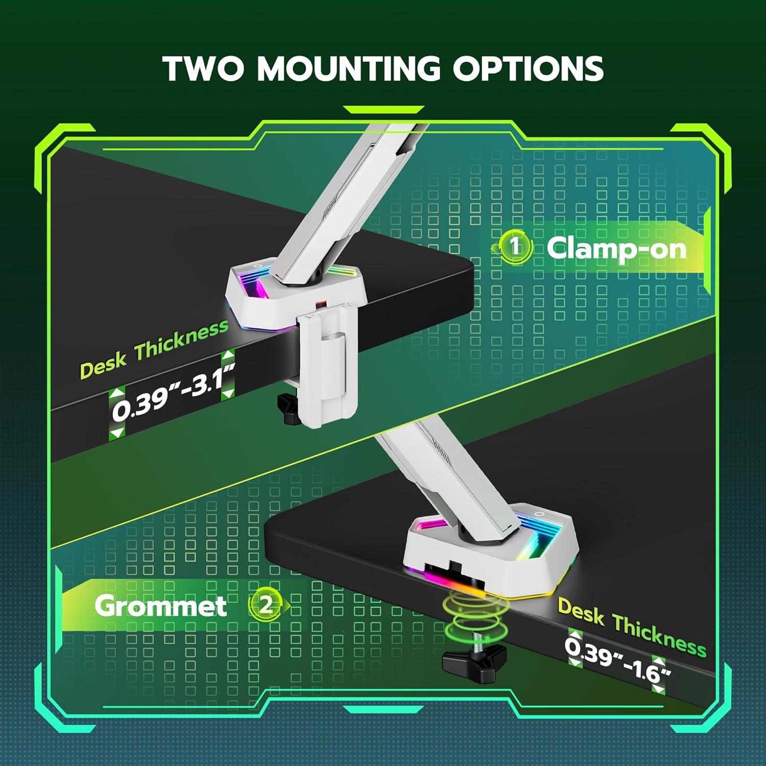 Soporte de Monitor ARES WING Blanco 17-45" Ajustable RGB