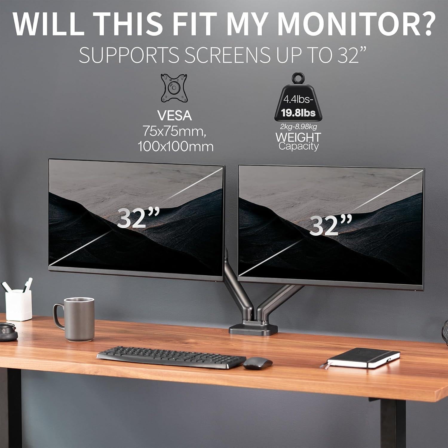 Soporte Doble para Monitor VIVO STAND-V002O hasta 32"