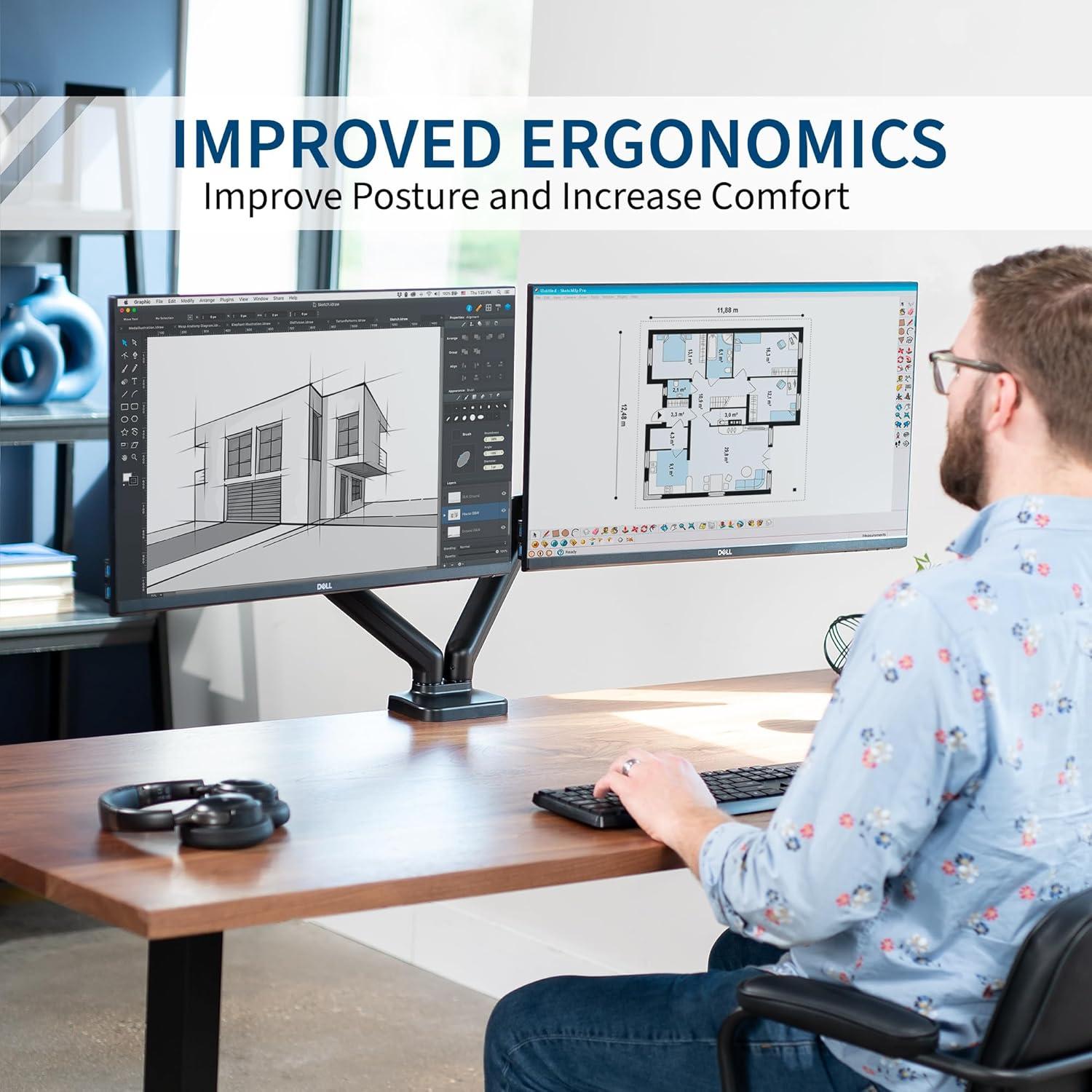 Soporte Doble para Monitor VIVO STAND-V002O hasta 32"