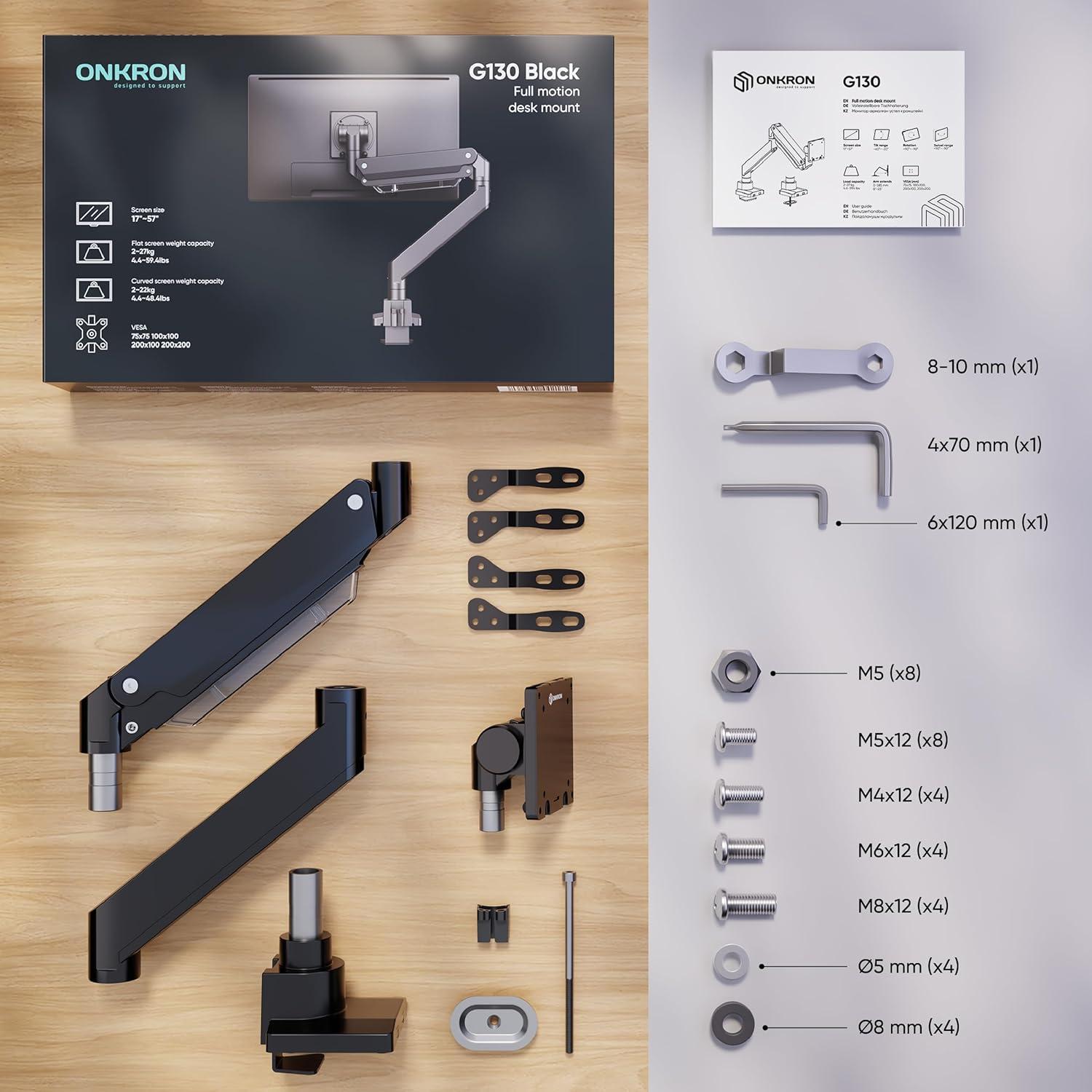 Soporte de Monitor ONKRON G130-B para 17-57" Negro