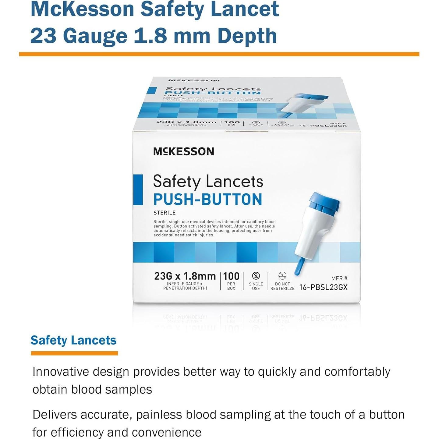 Lancetas McKesson 100 Unidades 23G para Diabetes
