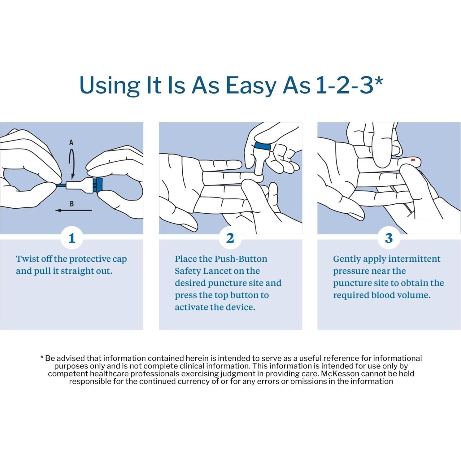 Lancetas McKesson 100 Unidades 23G para Diabetes