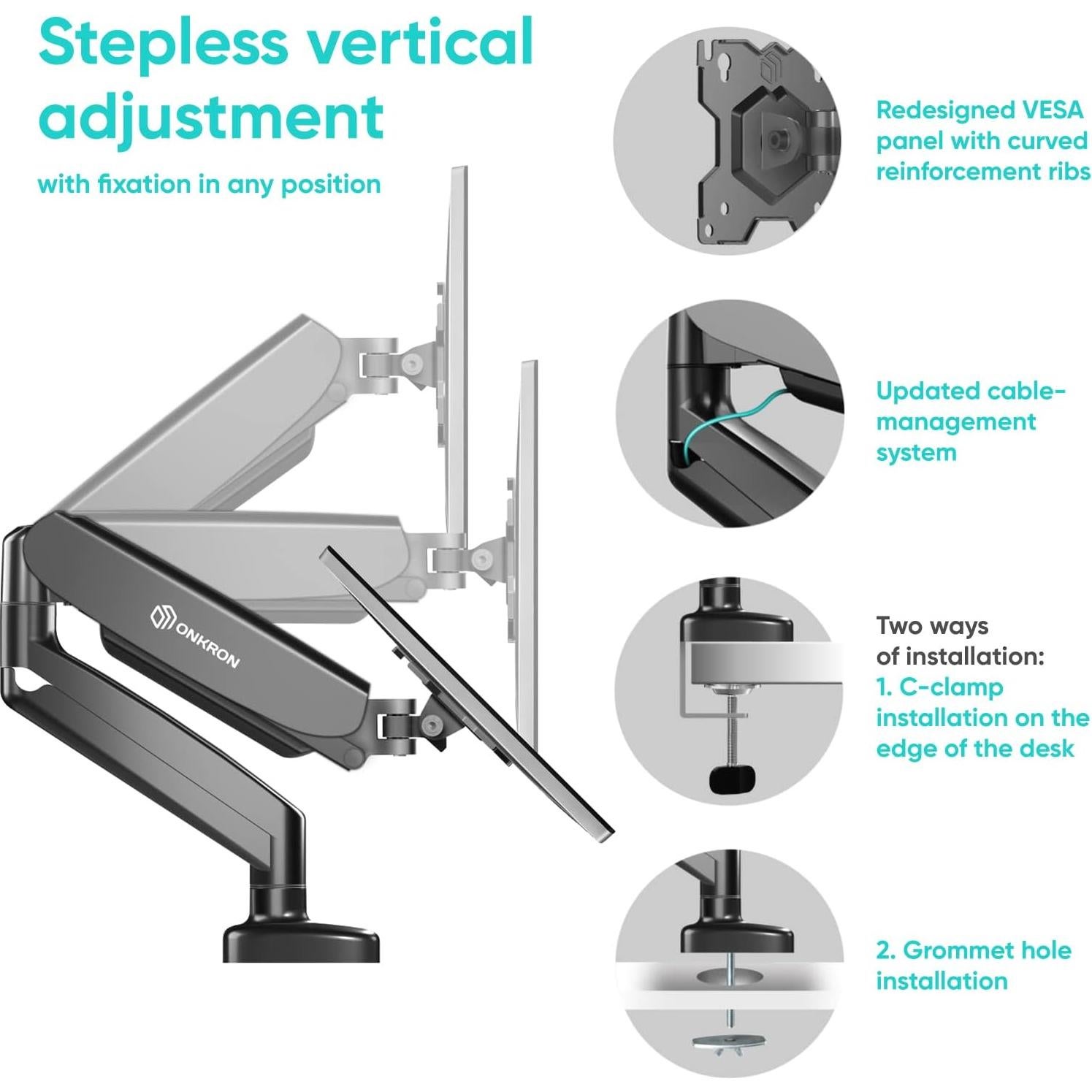 Soporte de Monitor ONKRON G50-B para Pantallas 13-32" Negro