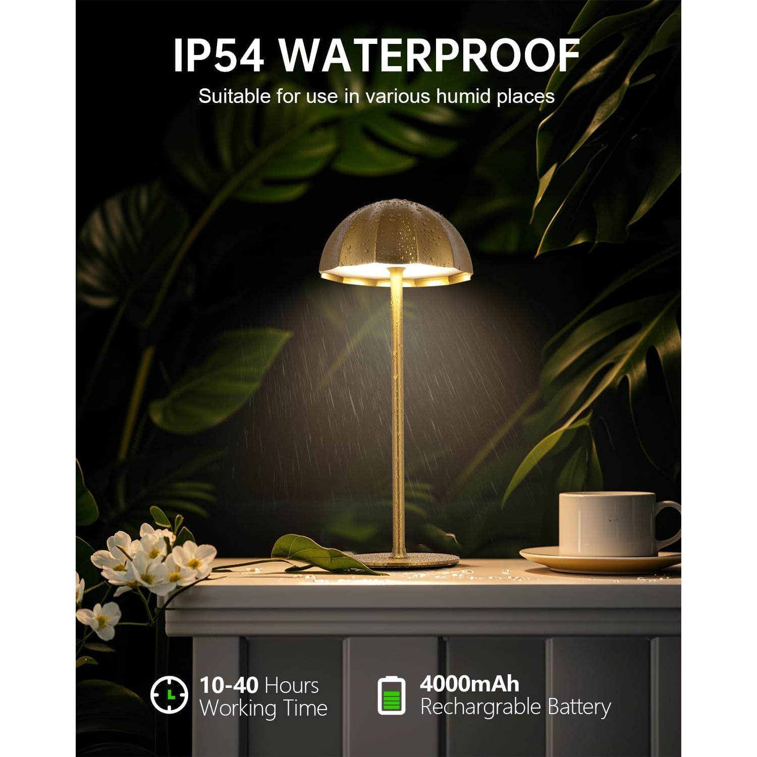 Lámpara de Mesa Recargable Moddeny Dorada 4000mAh IP54