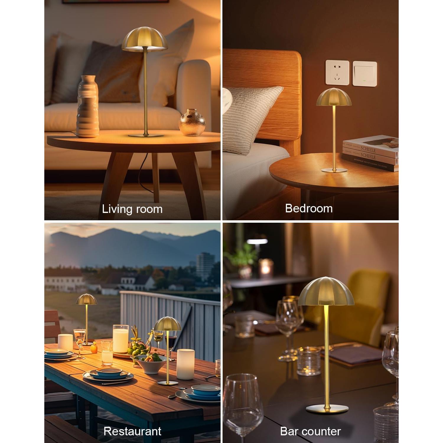 Lámpara de Mesa Recargable Moddeny Dorada 4000mAh IP54