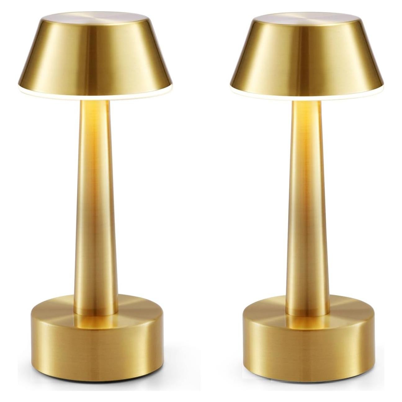 Lámpara de Mesa Inalámbrica Oro Recargable 2 Paquetes