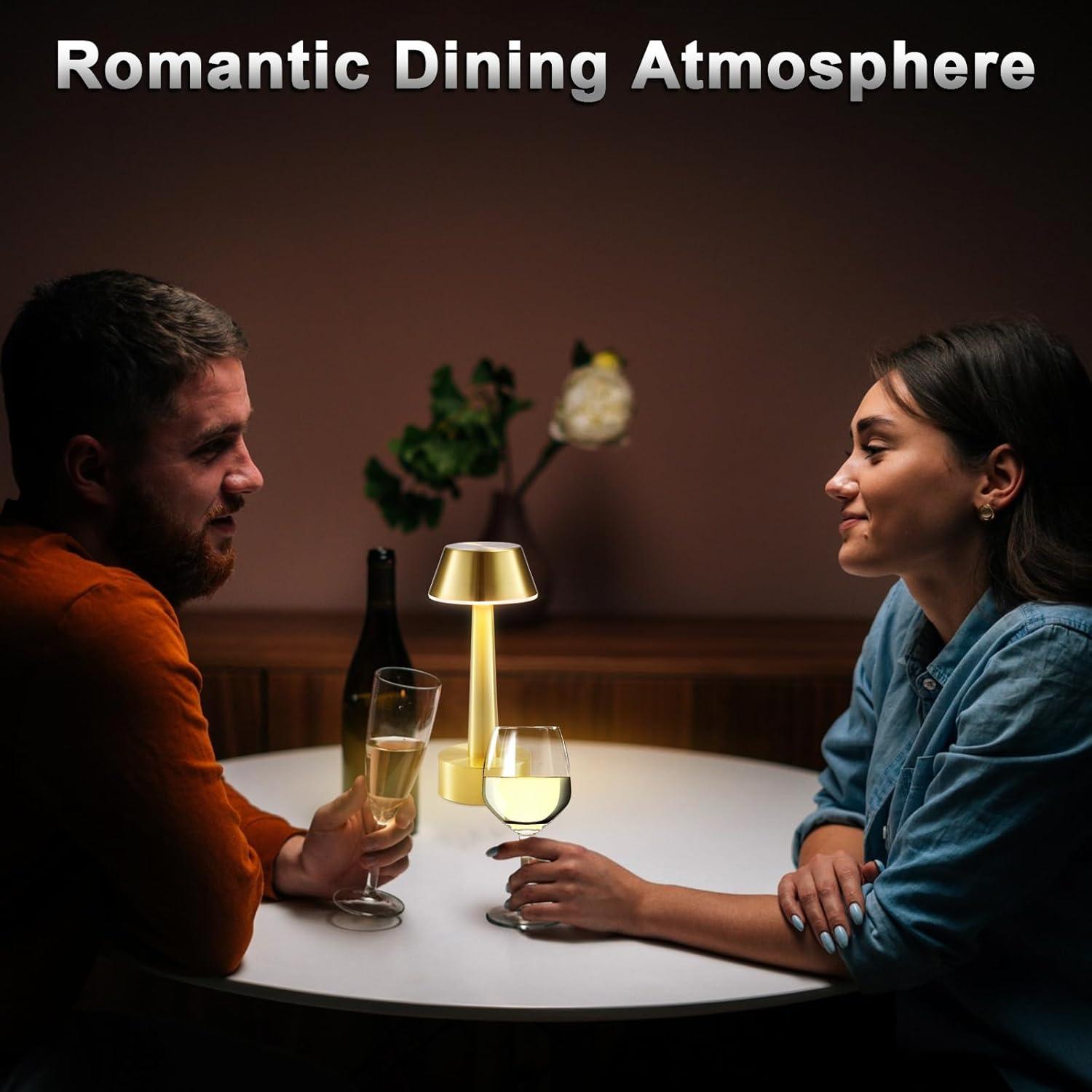 Lámpara de Mesa Inalámbrica Oro Recargable 2 Paquetes