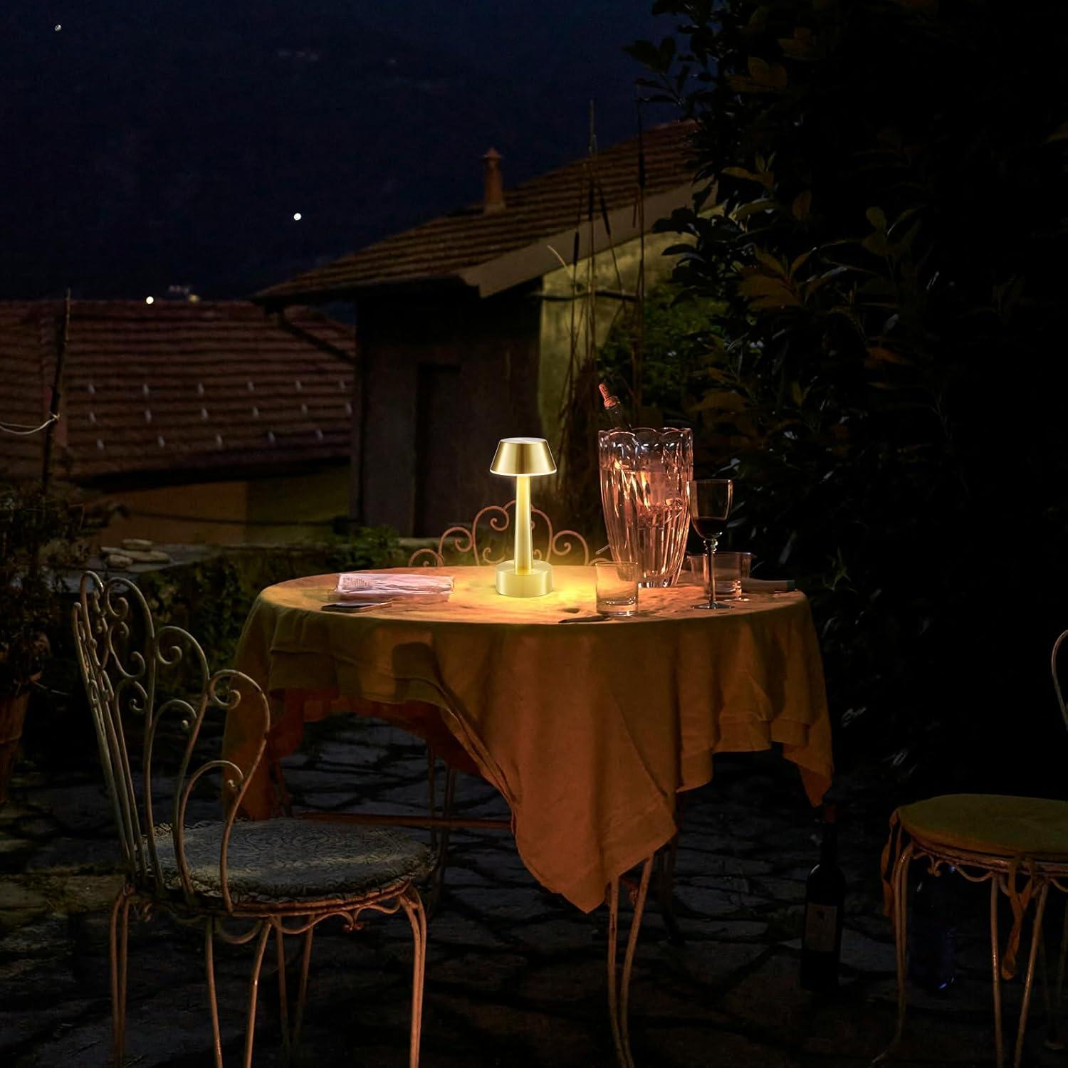 Lámpara de Mesa Inalámbrica Oro Recargable 2 Paquetes