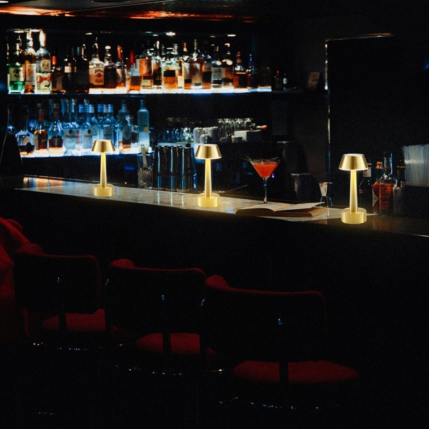 Lámpara de Mesa Inalámbrica Oro Recargable 2 Paquetes