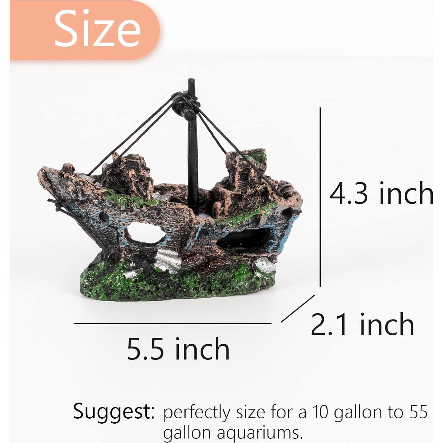 Decoración de Acuario JICAIGUANGBING Barco Hundido 12.7 cm