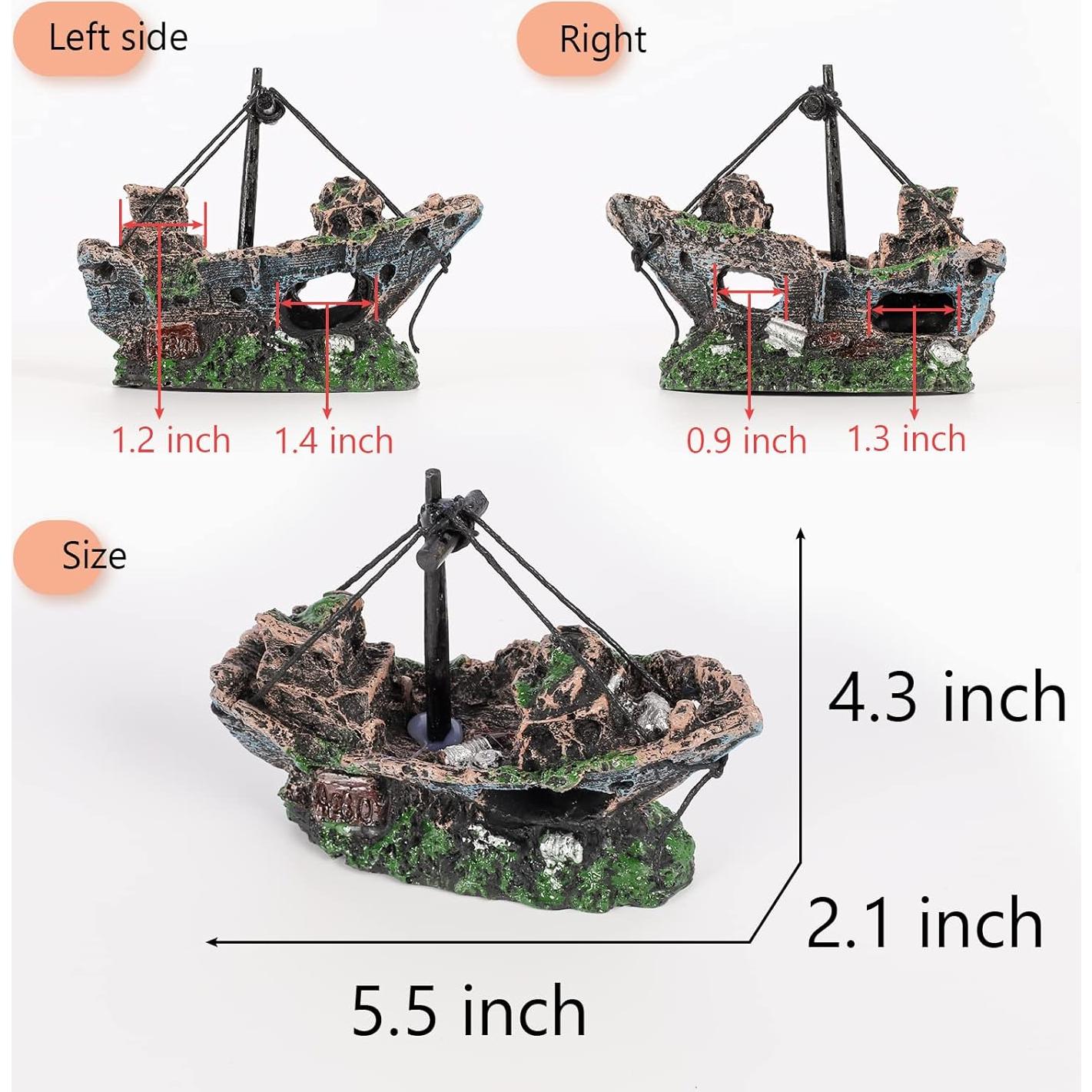 Decoración de Acuario JICAIGUANGBING Barco Hundido 12.7 cm