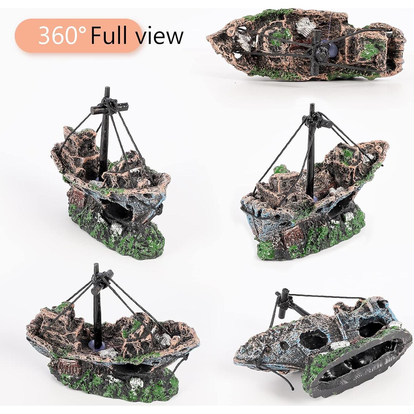 Decoración de Acuario JICAIGUANGBING Barco Hundido 12.7 cm