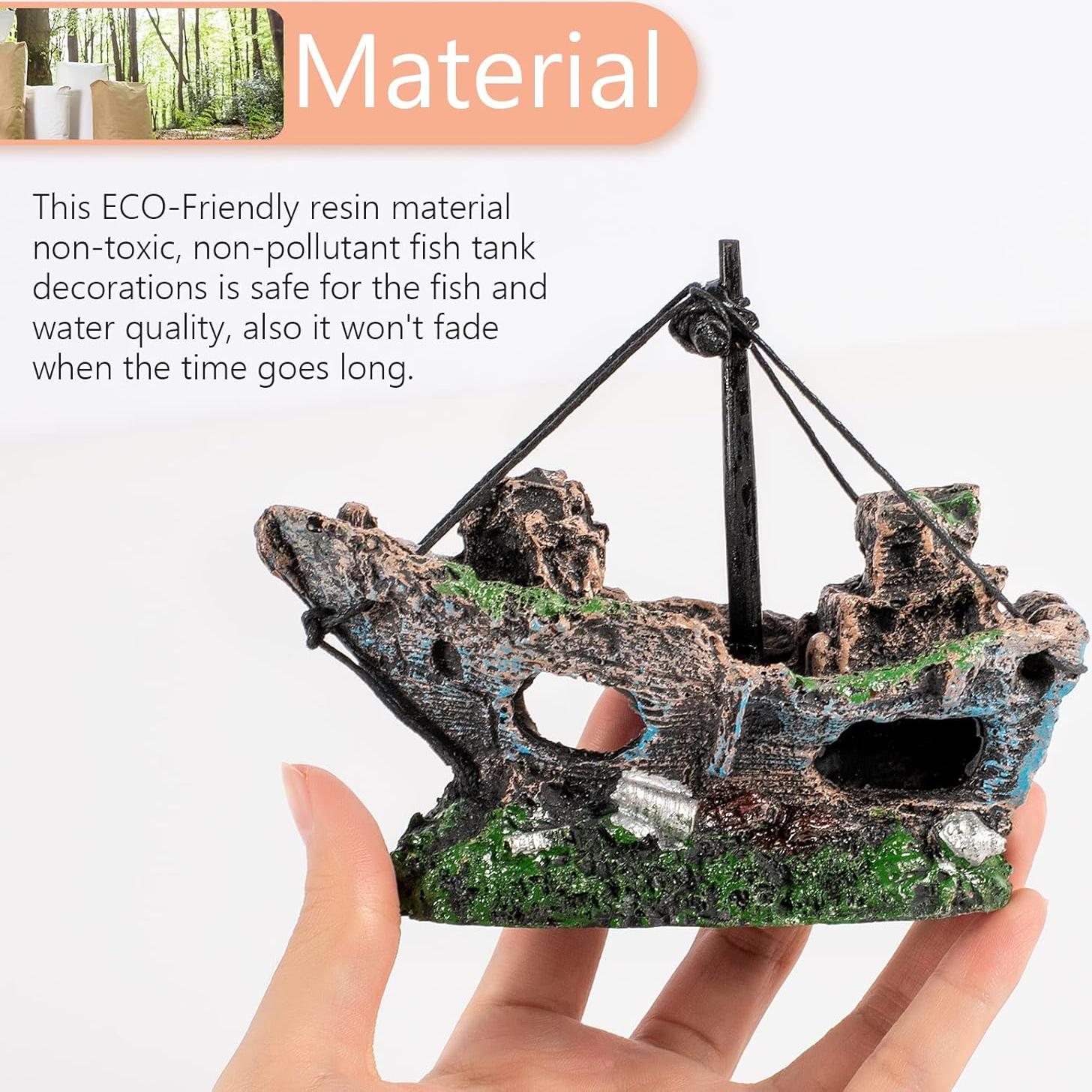 Decoración de Acuario JICAIGUANGBING Barco Hundido 12.7 cm