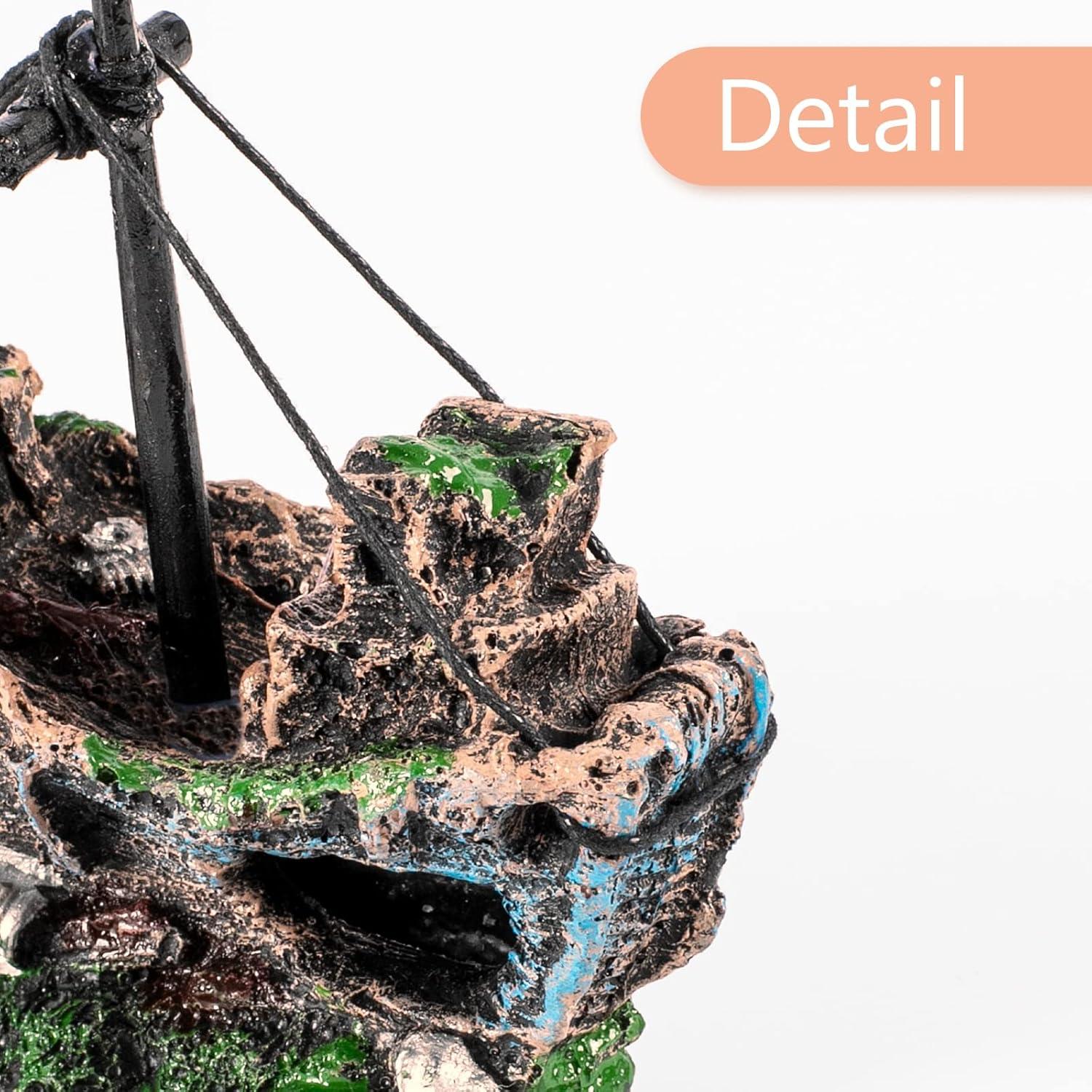 Decoración de Acuario JICAIGUANGBING Barco Hundido 12.7 cm