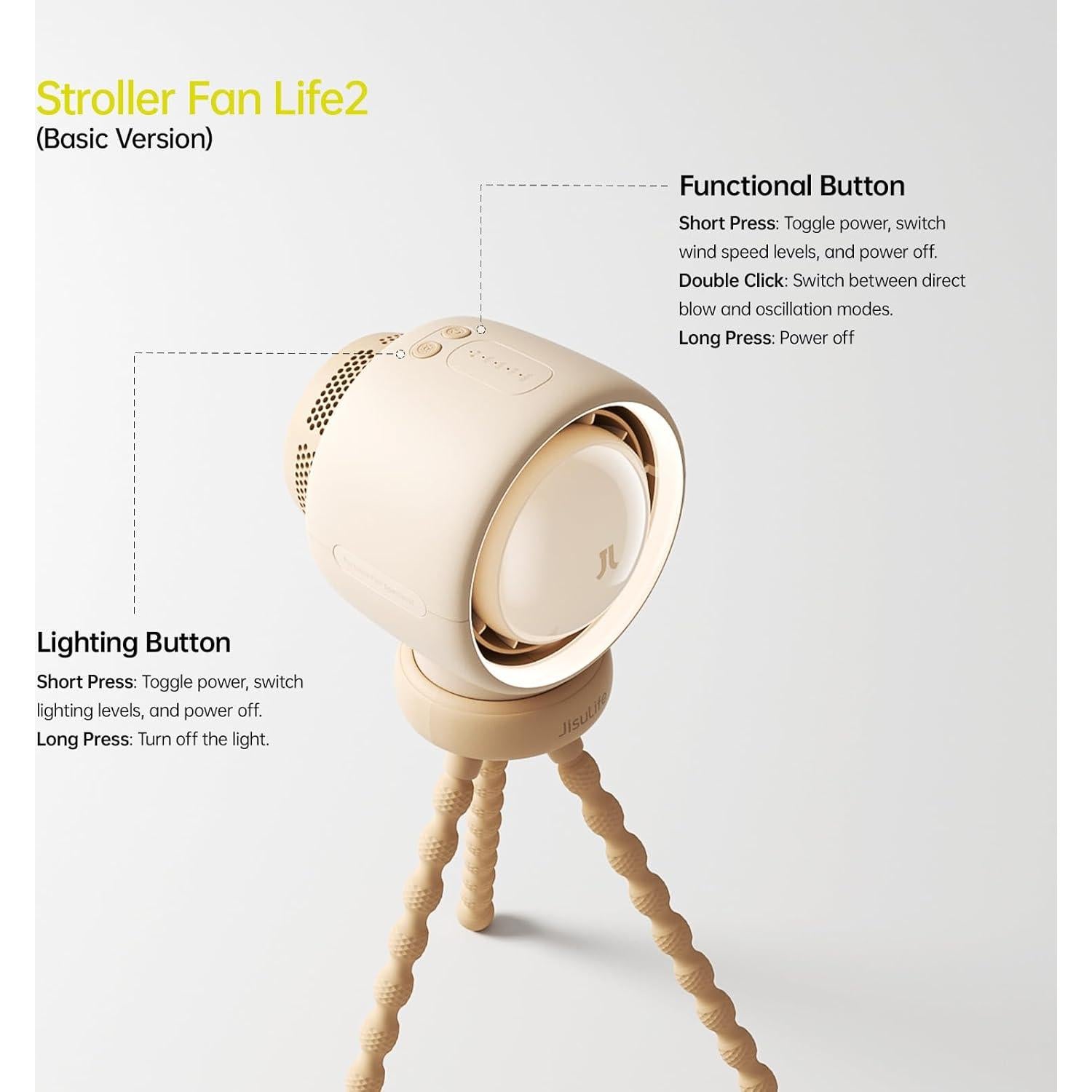 Ventilador de Cochecito JISULIFE Turbo Sin Aspas 4000mAh