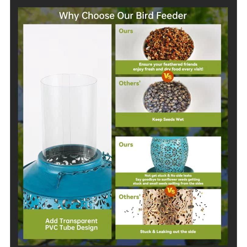 Comedero de Aves Solar JREWE LIOUS Colgante Metal Azul