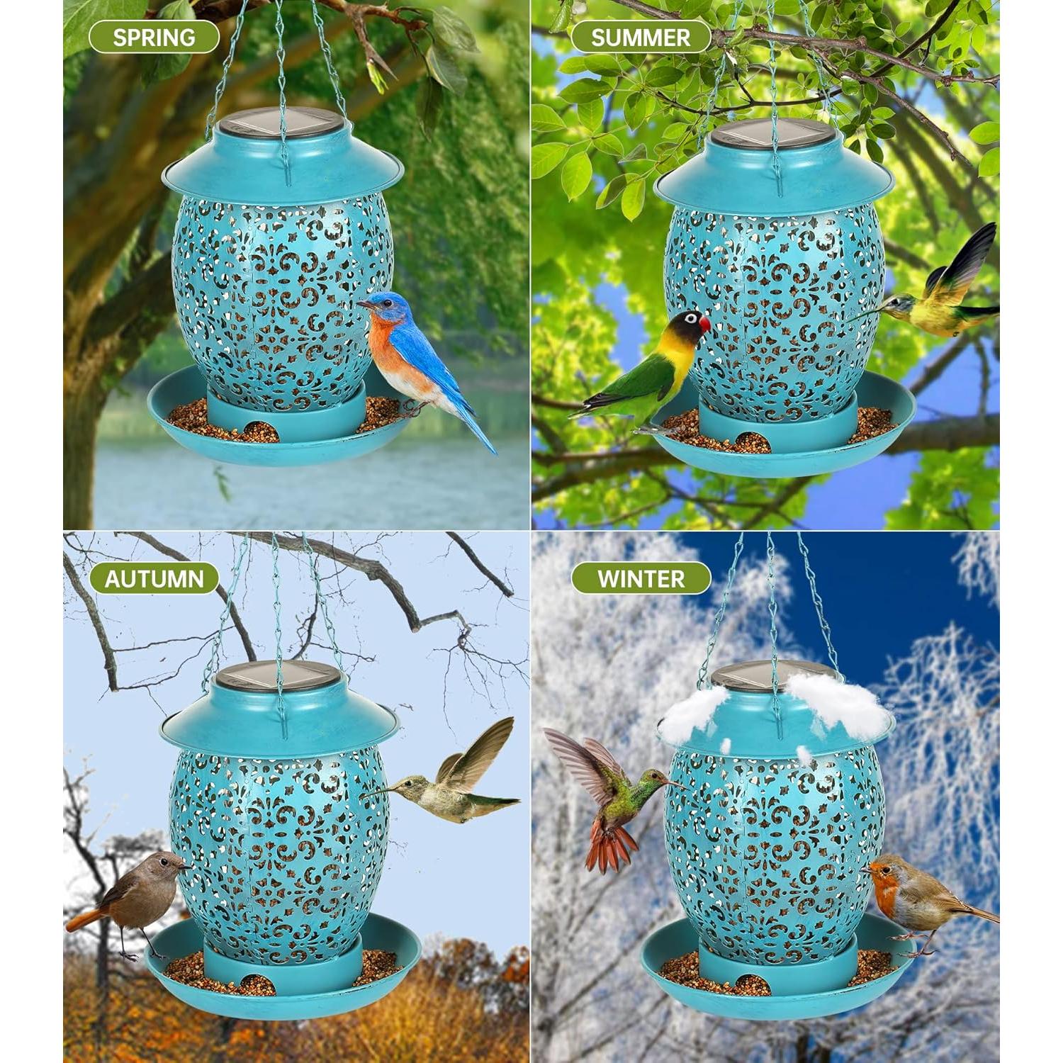 Comedero de Aves Solar JREWE LIOUS Colgante Metal Azul