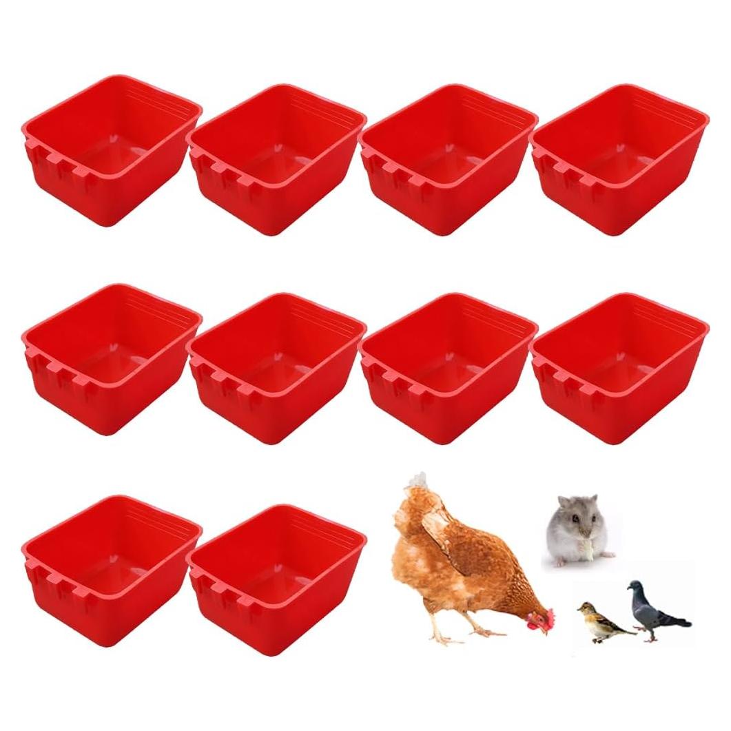 Paquete de 10 tazas cuadradas Rxsdeni para aves y pollos