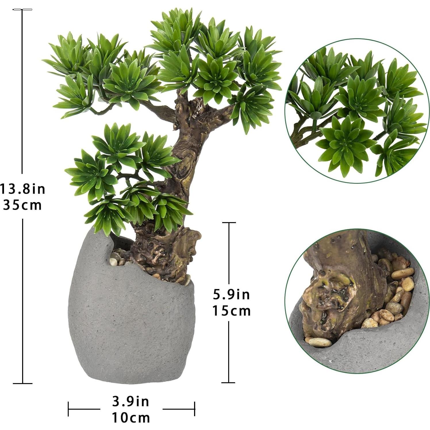 Árbol Bonsai Falso DILATATA 35 cm con Maceta de Cemento
