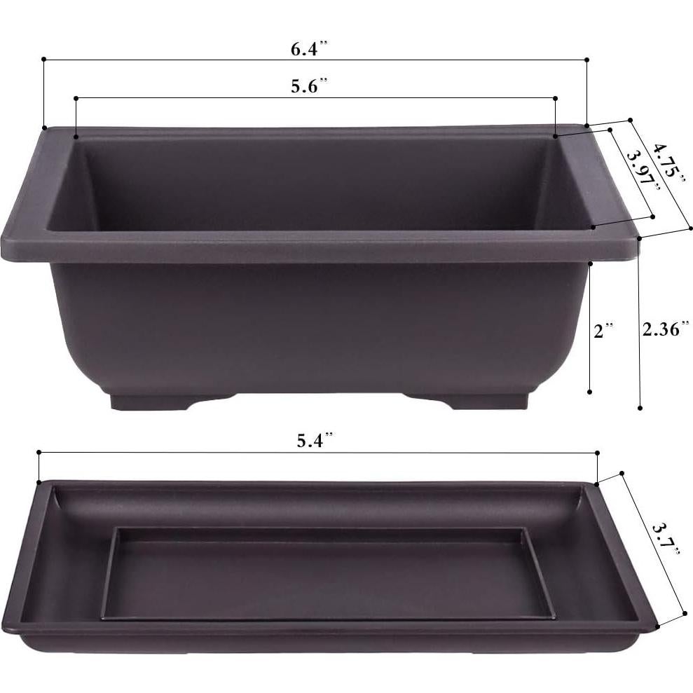 Macetas Cuadradas MUZHI 6 Piezas Retro 16.5 cm para Bonsai