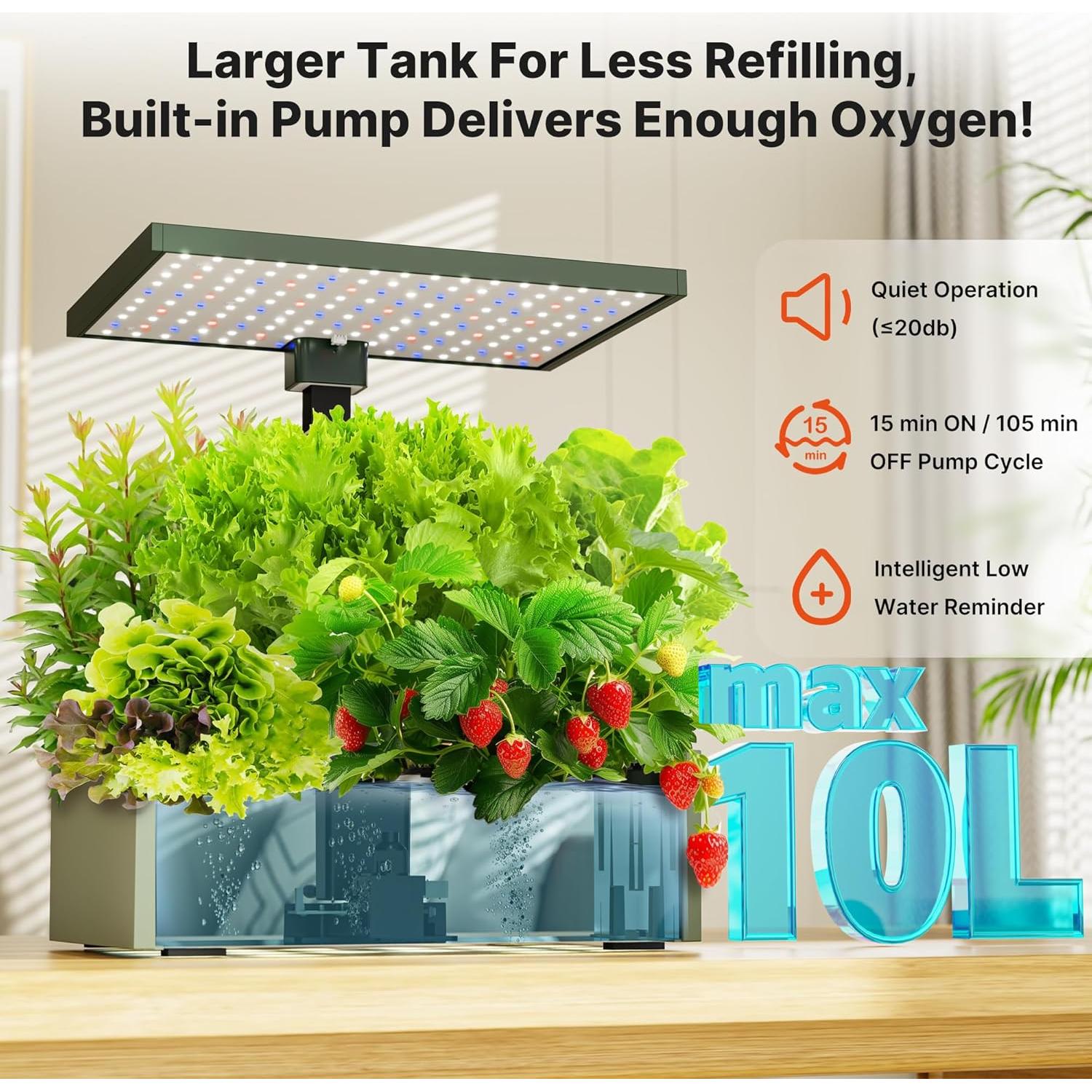 Sistema Hidropónico SUNCOZE Kit 20 Cápsulas 10L Luz 30W