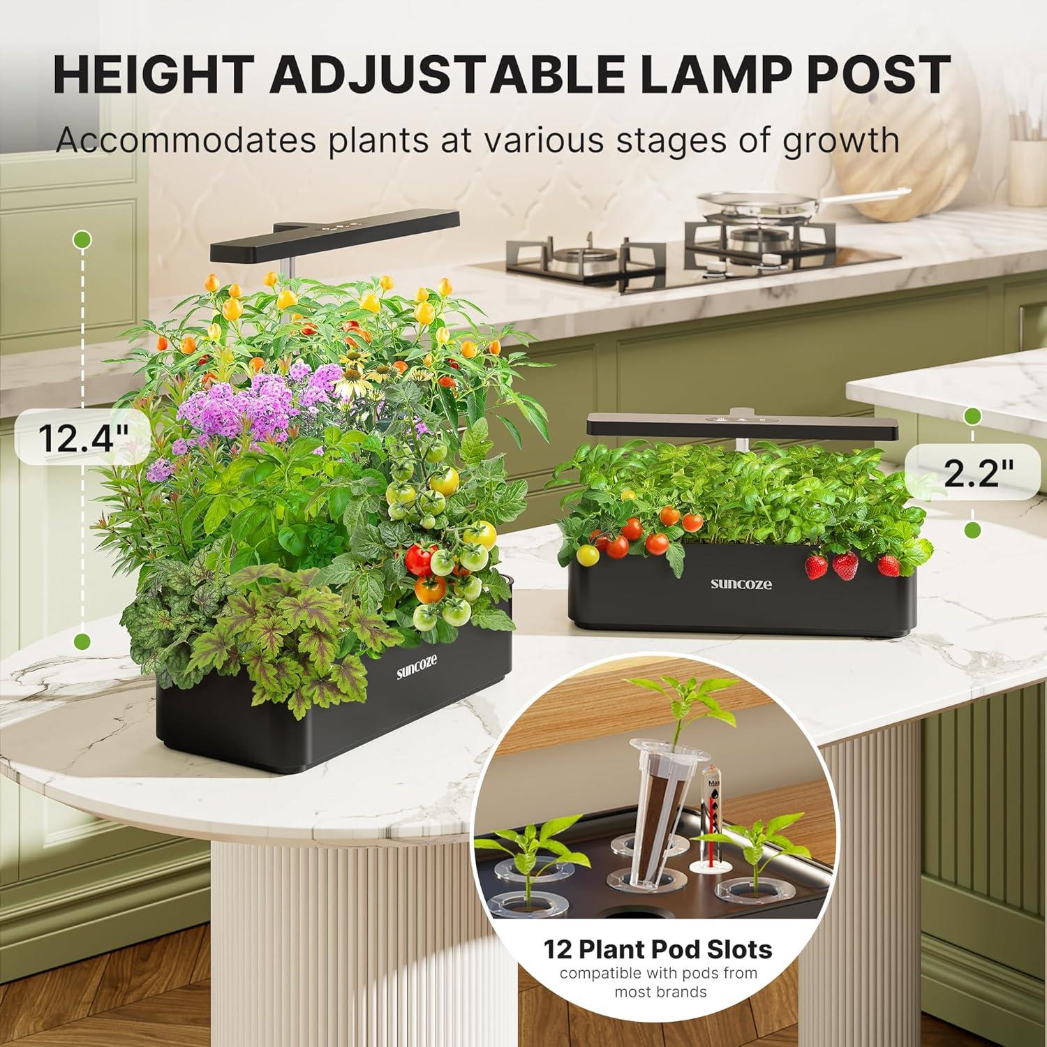 Sistema Hidropónico SUNCOZE 12 Cápsulas 4L Luz LED 24W