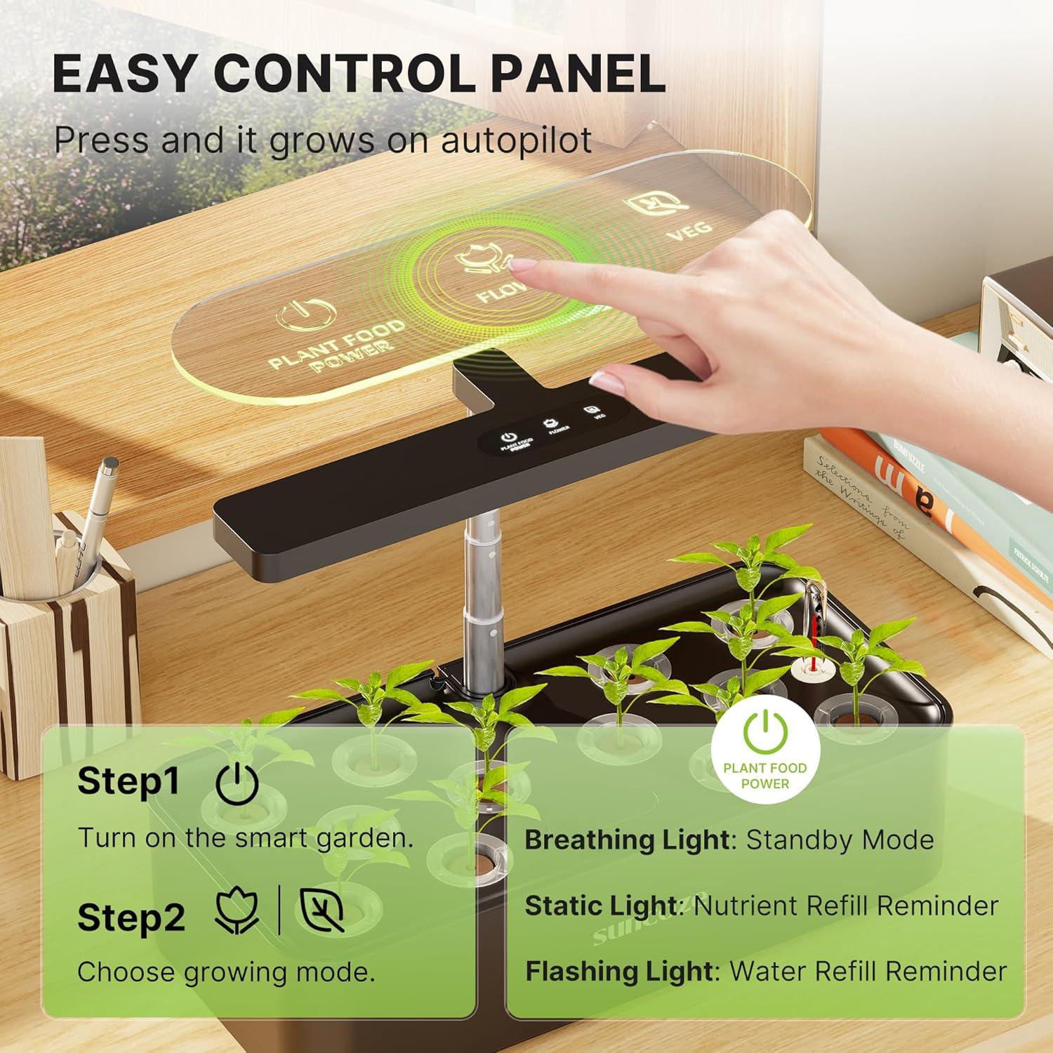 Sistema Hidropónico SUNCOZE 12 Cápsulas 4L Luz LED 24W