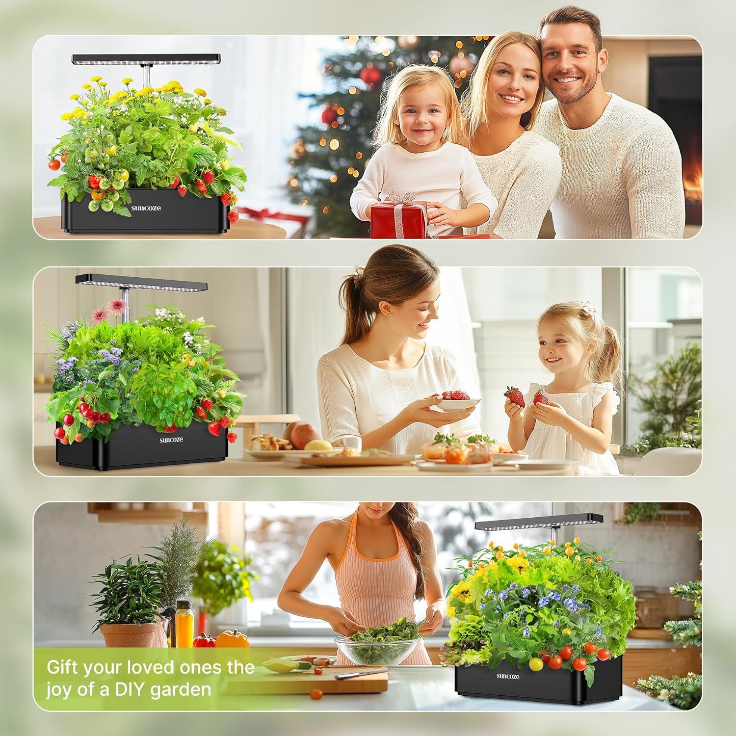 Sistema Hidropónico SUNCOZE 12 Cápsulas 4L Luz LED 24W