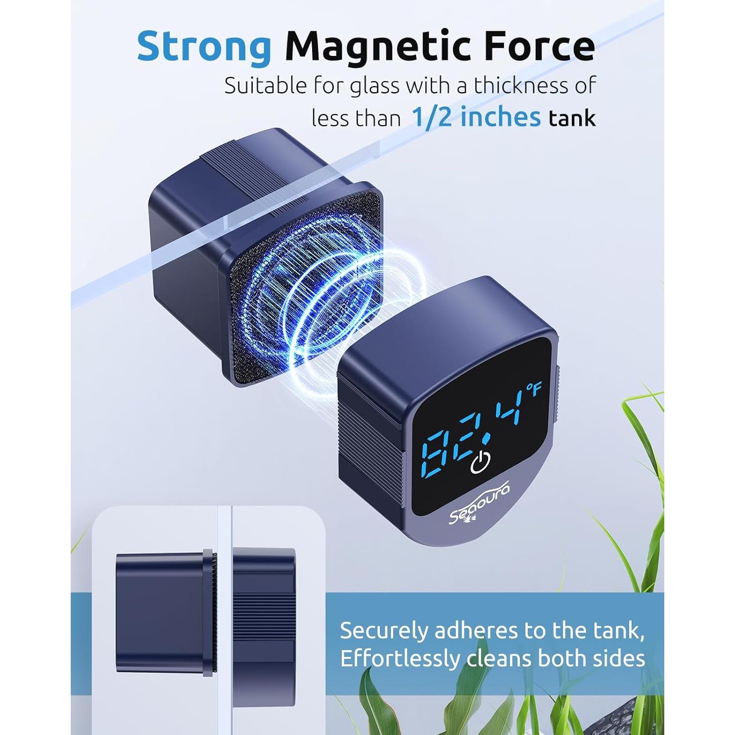 Limpiador Magnético Acuarios SEAOURA SR-520 con Termómetro