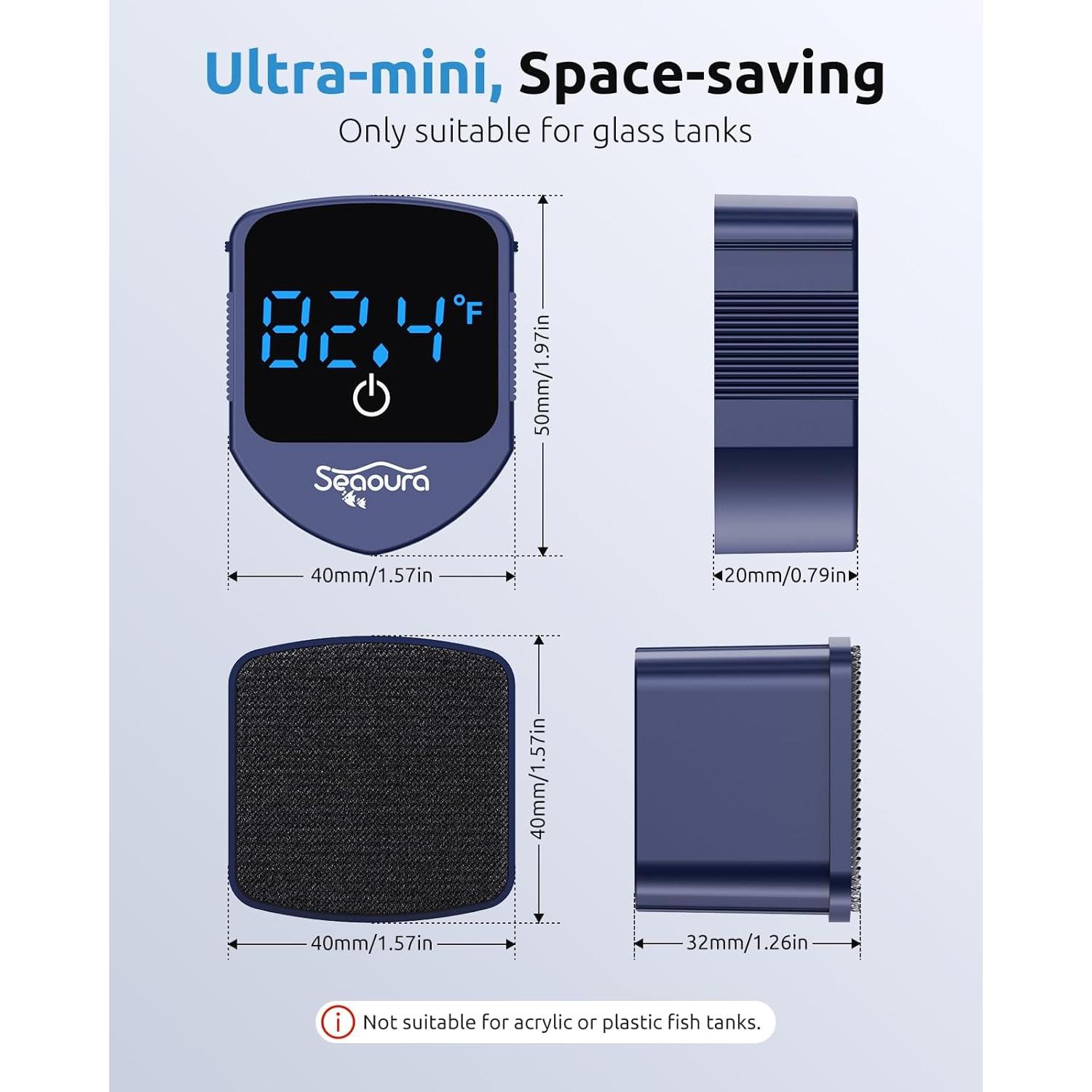 Limpiador Magnético Acuarios SEAOURA SR-520 con Termómetro