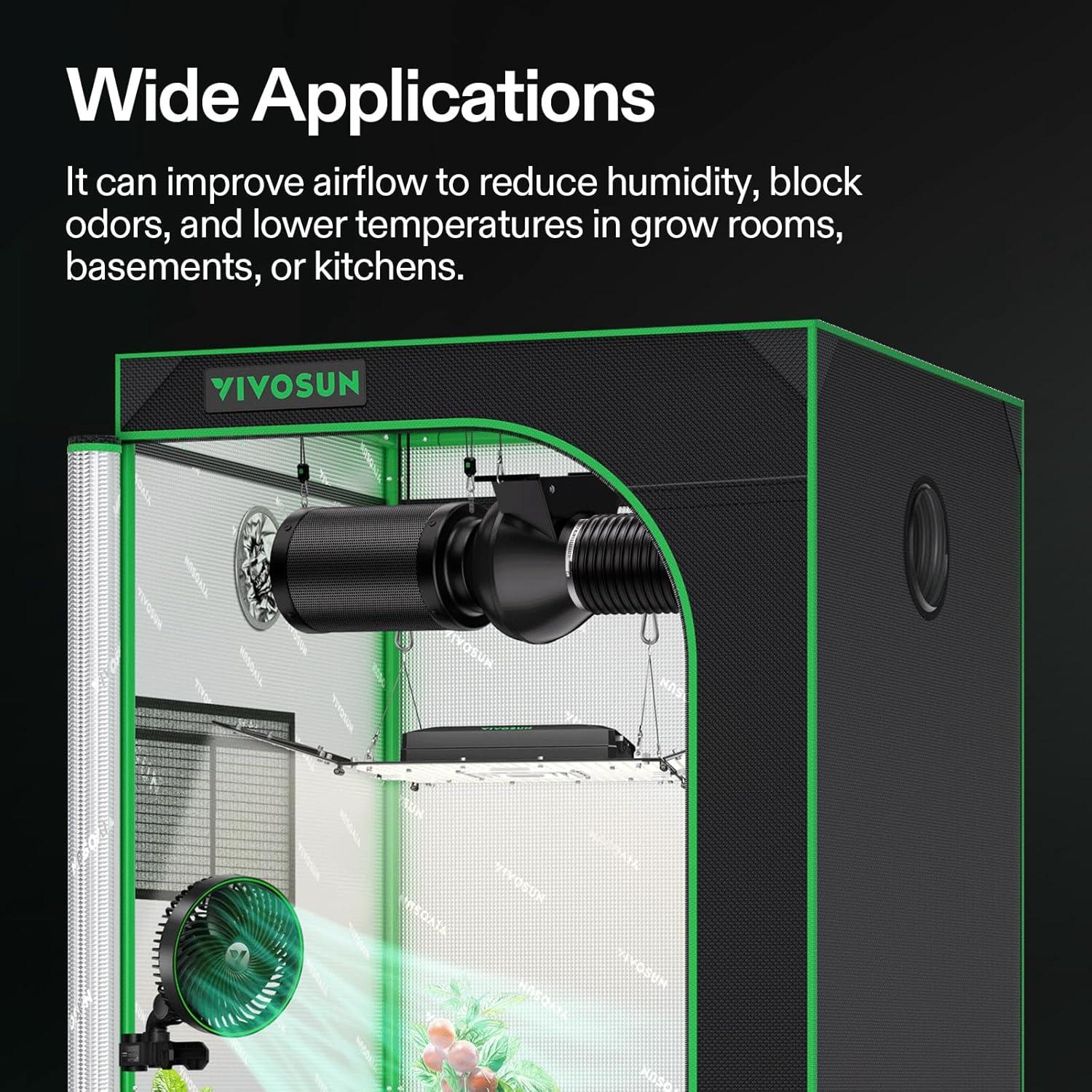 Ventilador de Conducto VIVOSUN D4 10 cm 195 CFM Silencioso