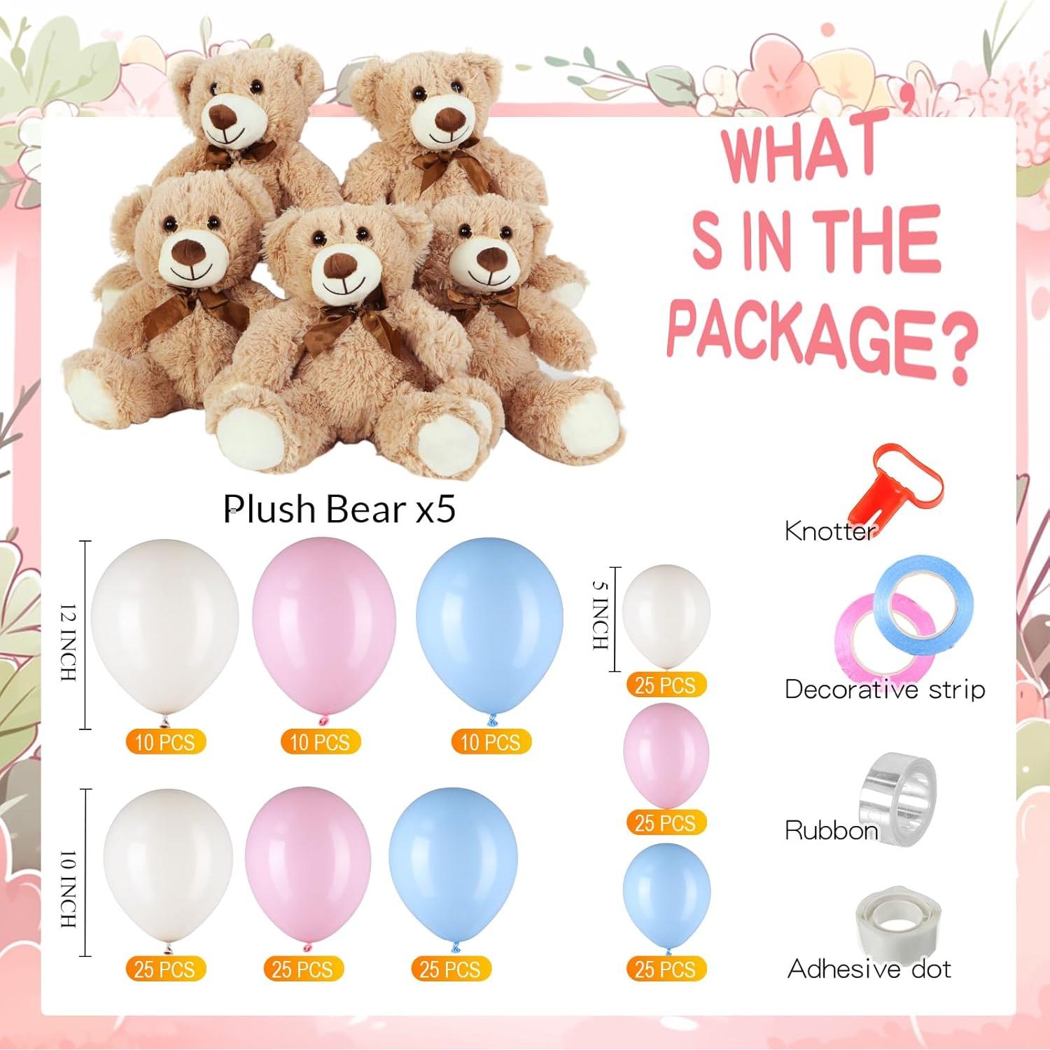 Kit Decoración Baby Shower Osos Meooeck 185 Piezas