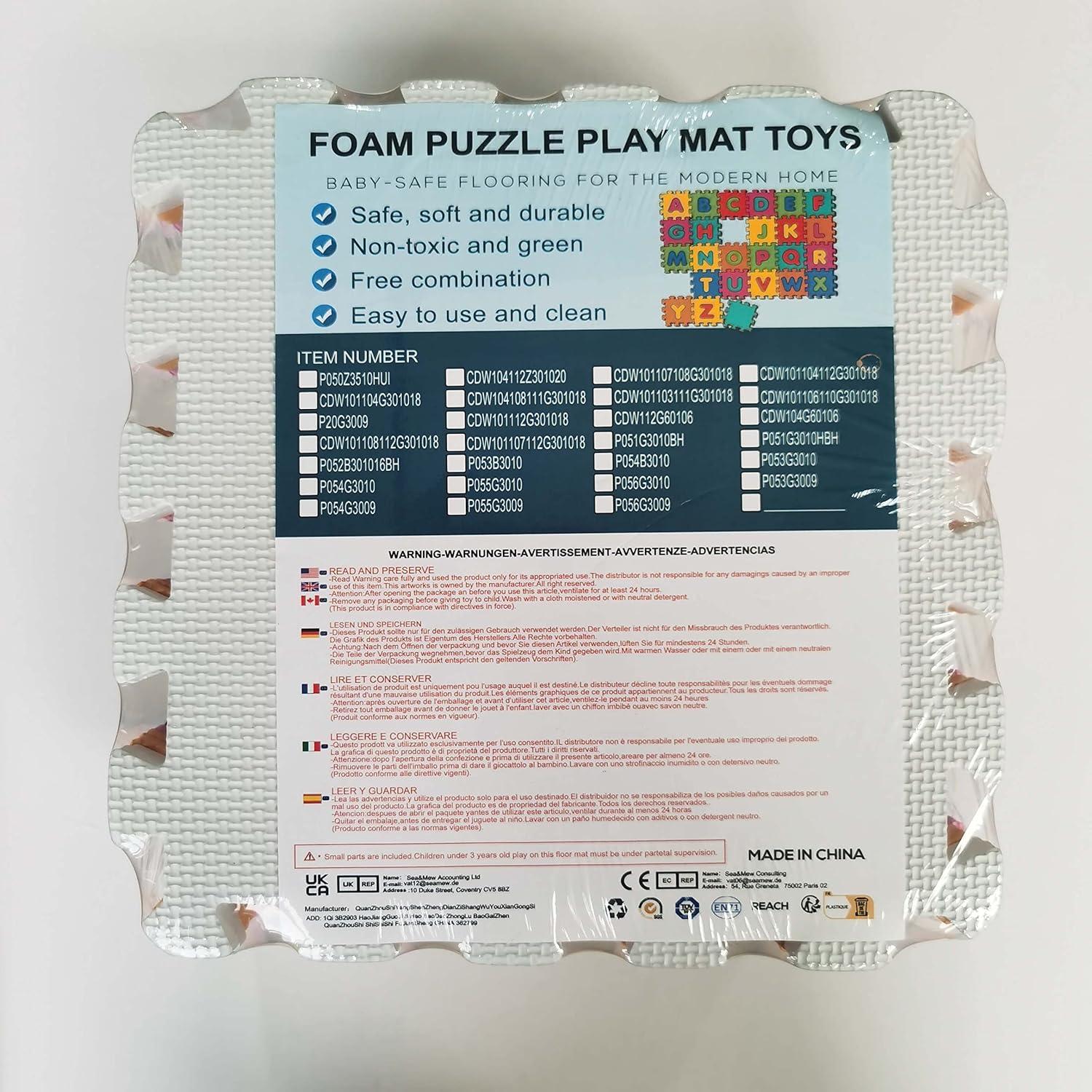 Alfombra de Puzzle EVA qqpp 18 Baldosas 30x30 cm Gris Blanco