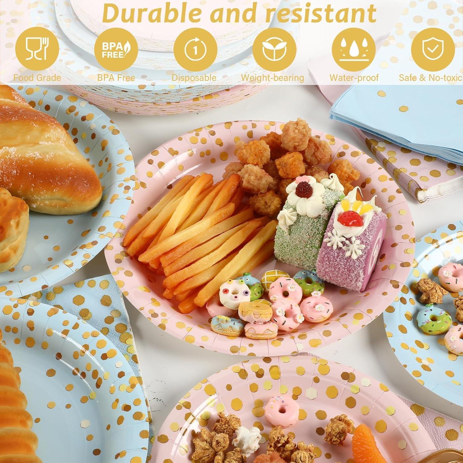 192 Piezas Suministros Baby Shower OBUSATT Azul y Rosa