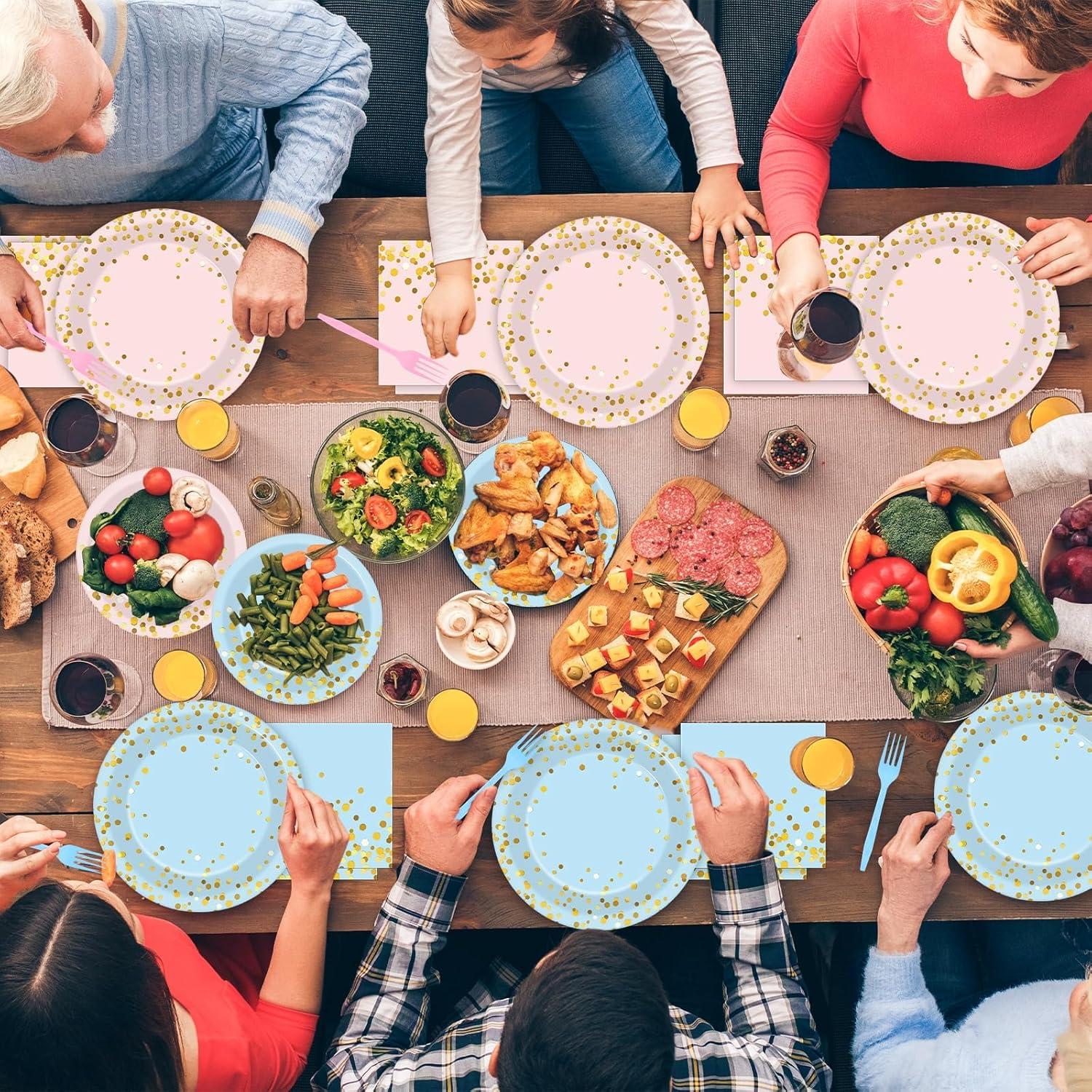 192 Piezas Suministros Baby Shower OBUSATT Azul y Rosa