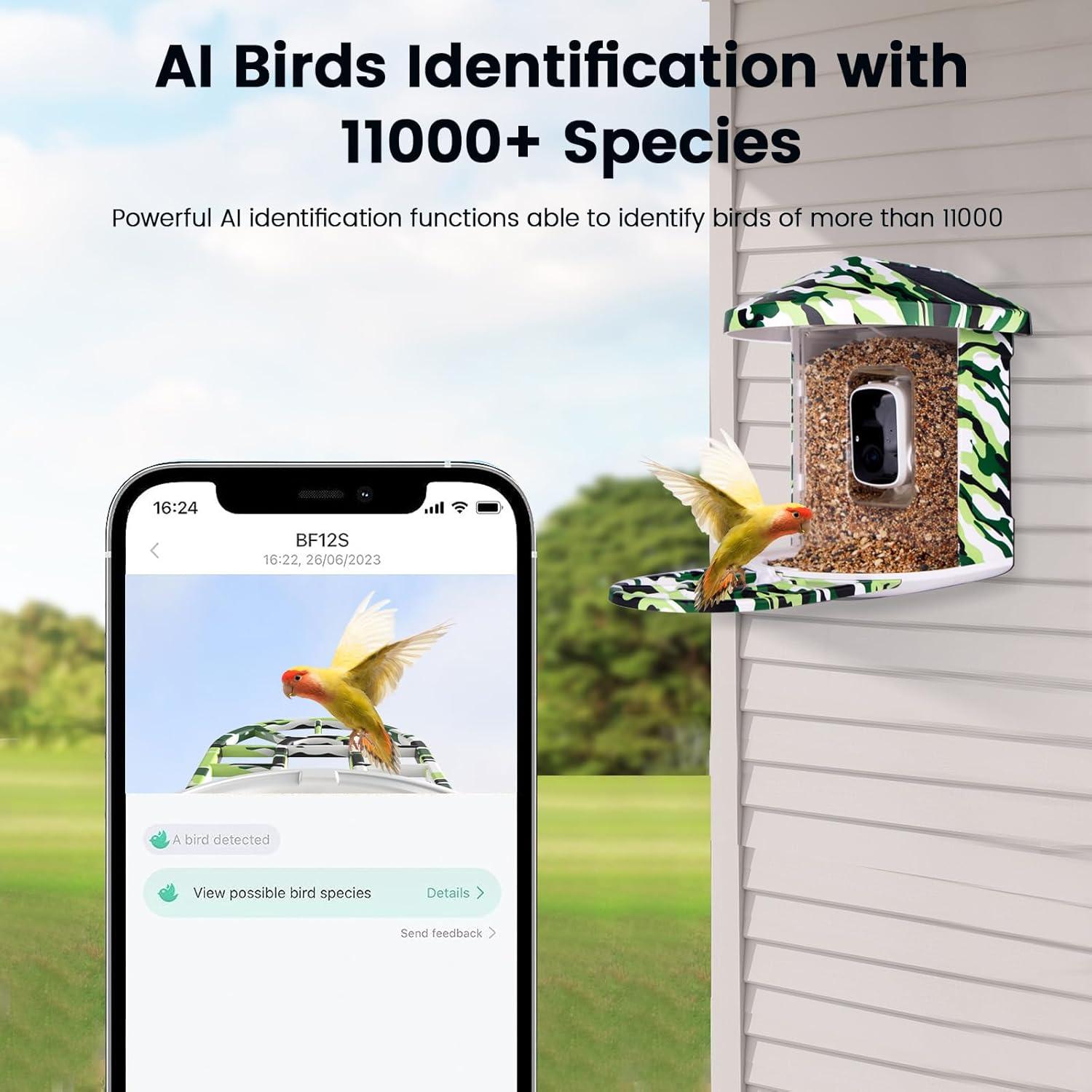 Comedero para Aves Luvan con Cámara 1080P y AI Solar