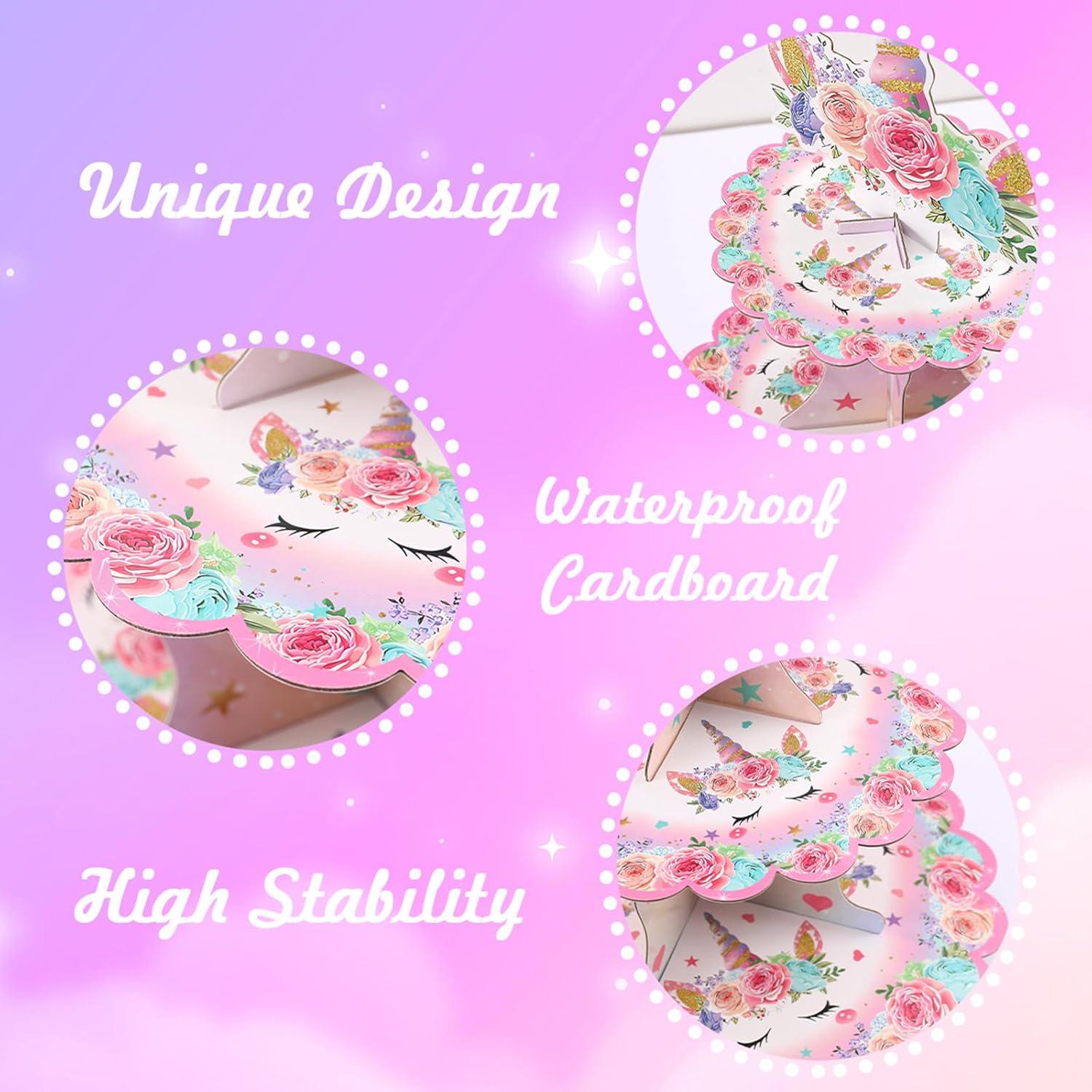 Soporte para Cupcakes Patimate Unicornio 3 Niveles Rosa