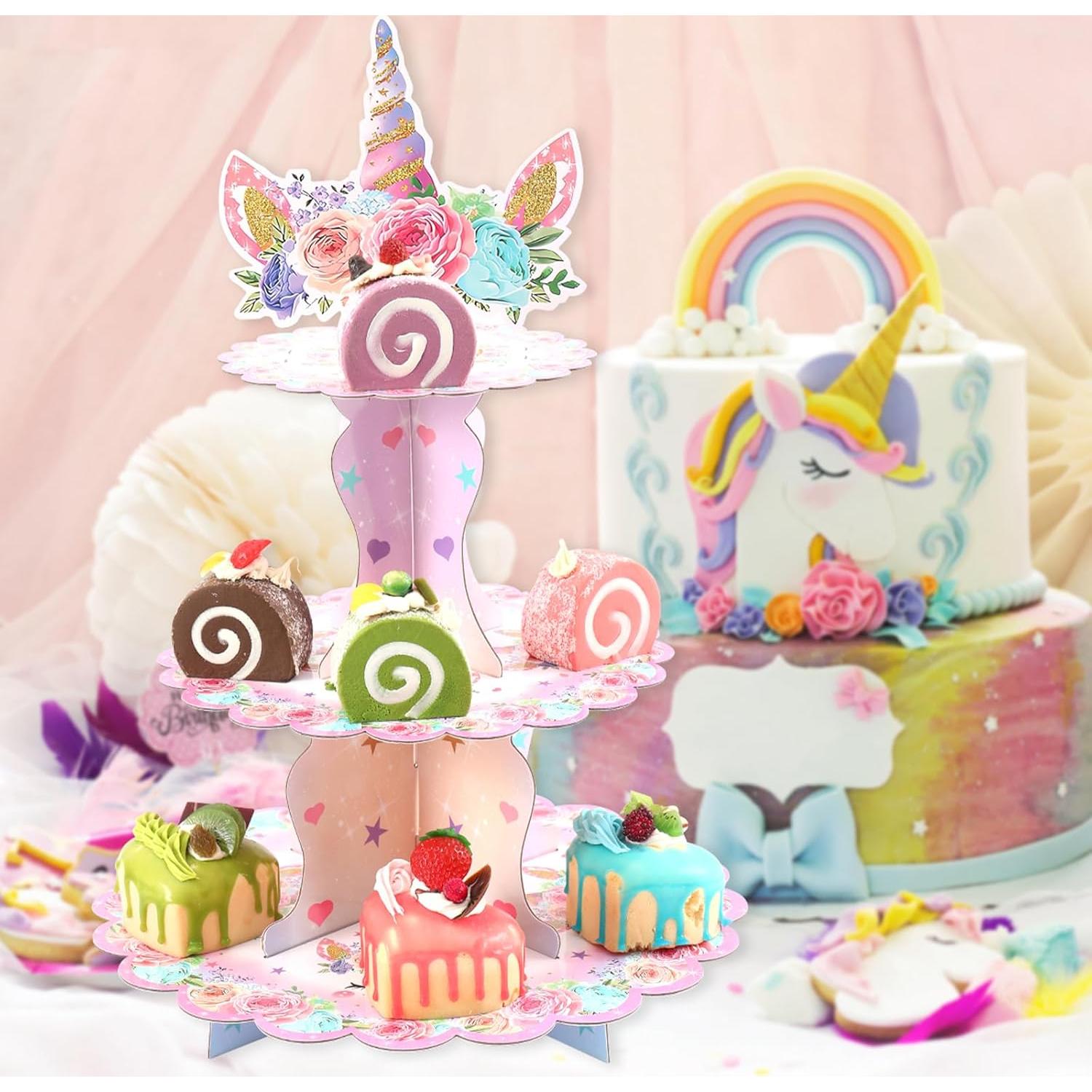 Soporte para Cupcakes Patimate Unicornio 3 Niveles Rosa