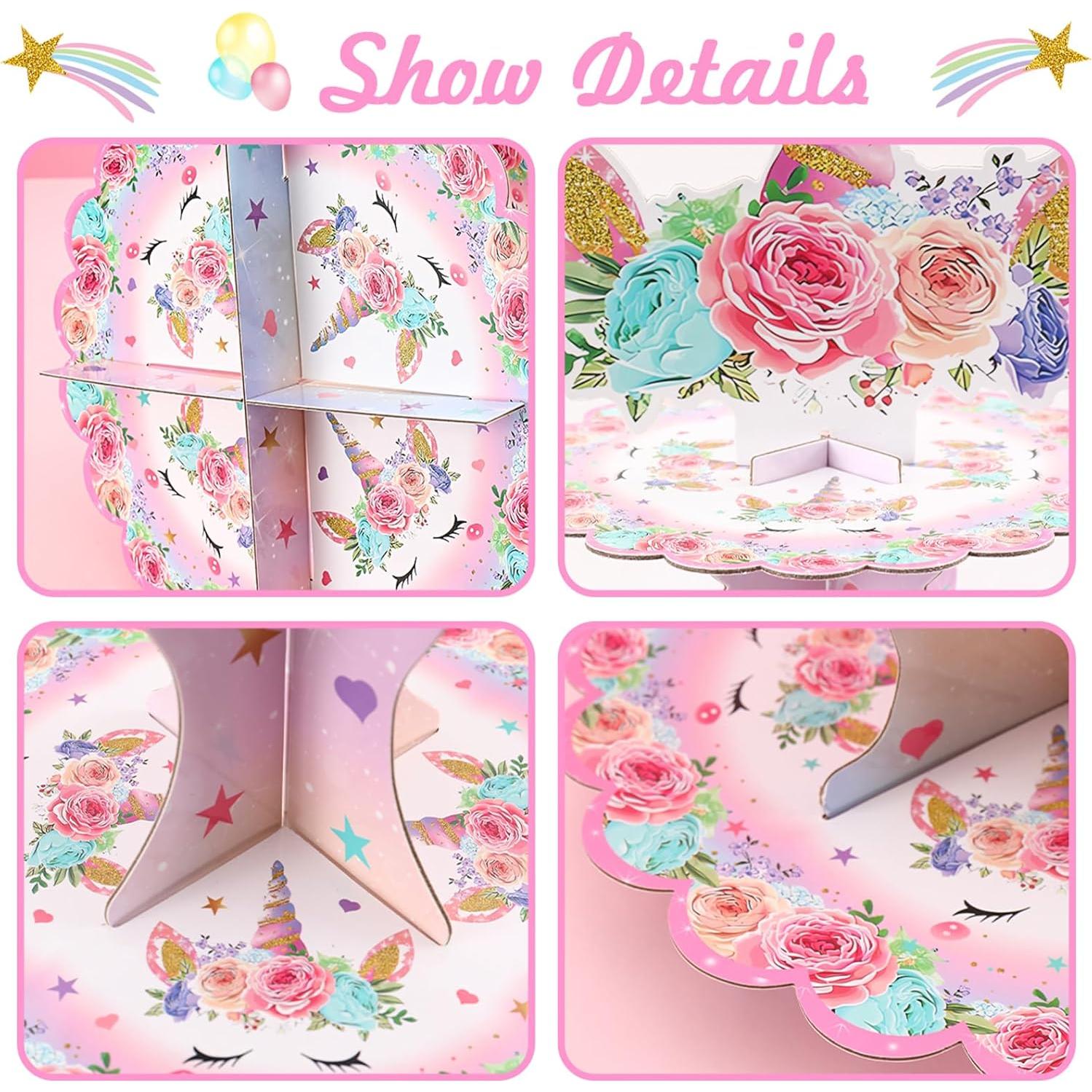 Soporte para Cupcakes Patimate Unicornio 3 Niveles Rosa