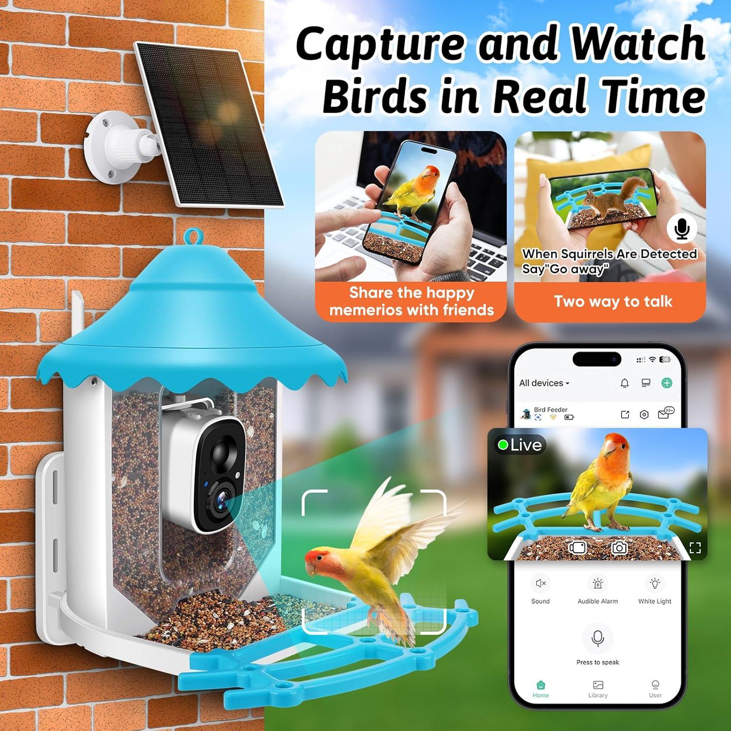 Comedero Inteligente para Aves MYPIN con Cámara 2K HD