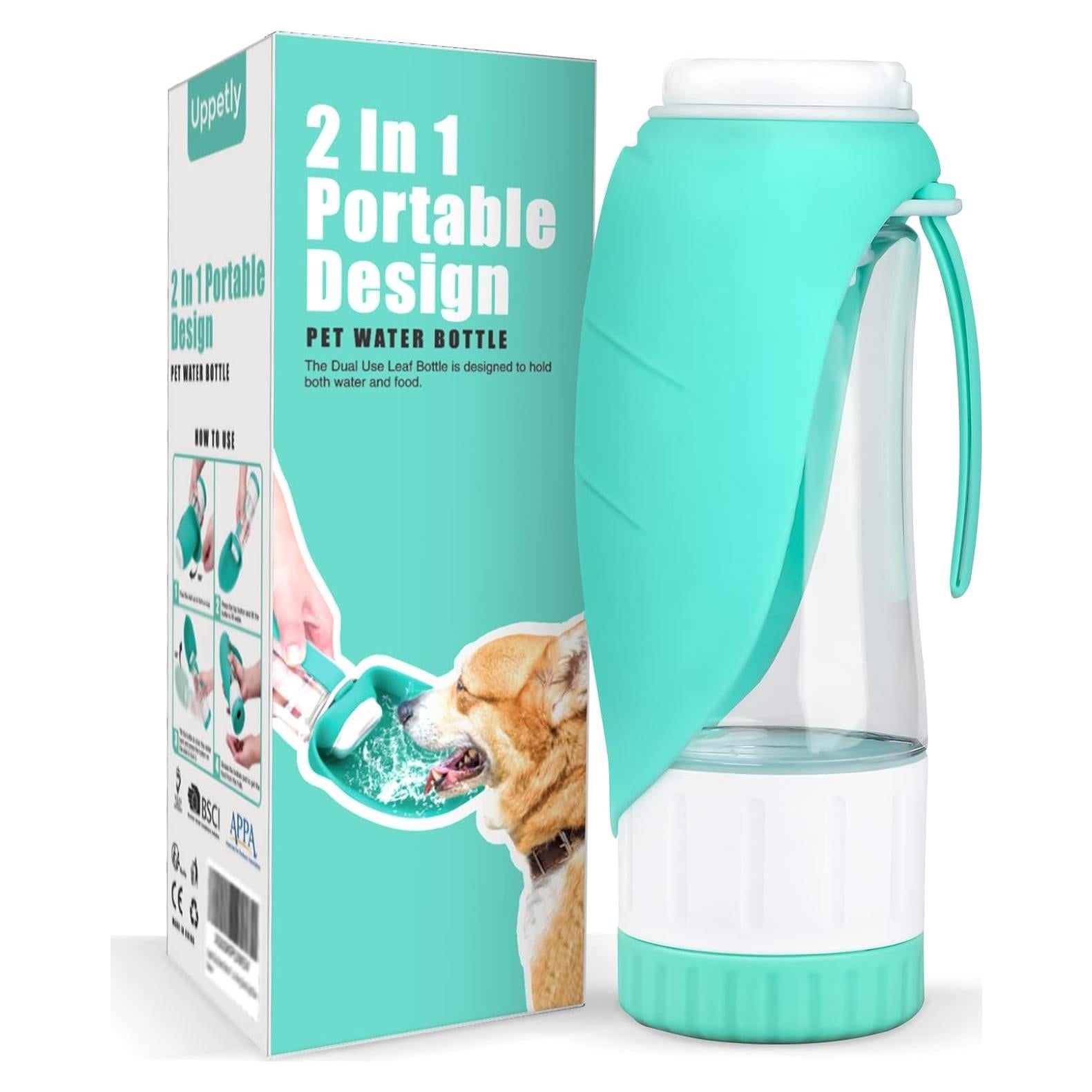 Botella de Agua para Perros Uppetly 354ml 2 en 1 Plegable