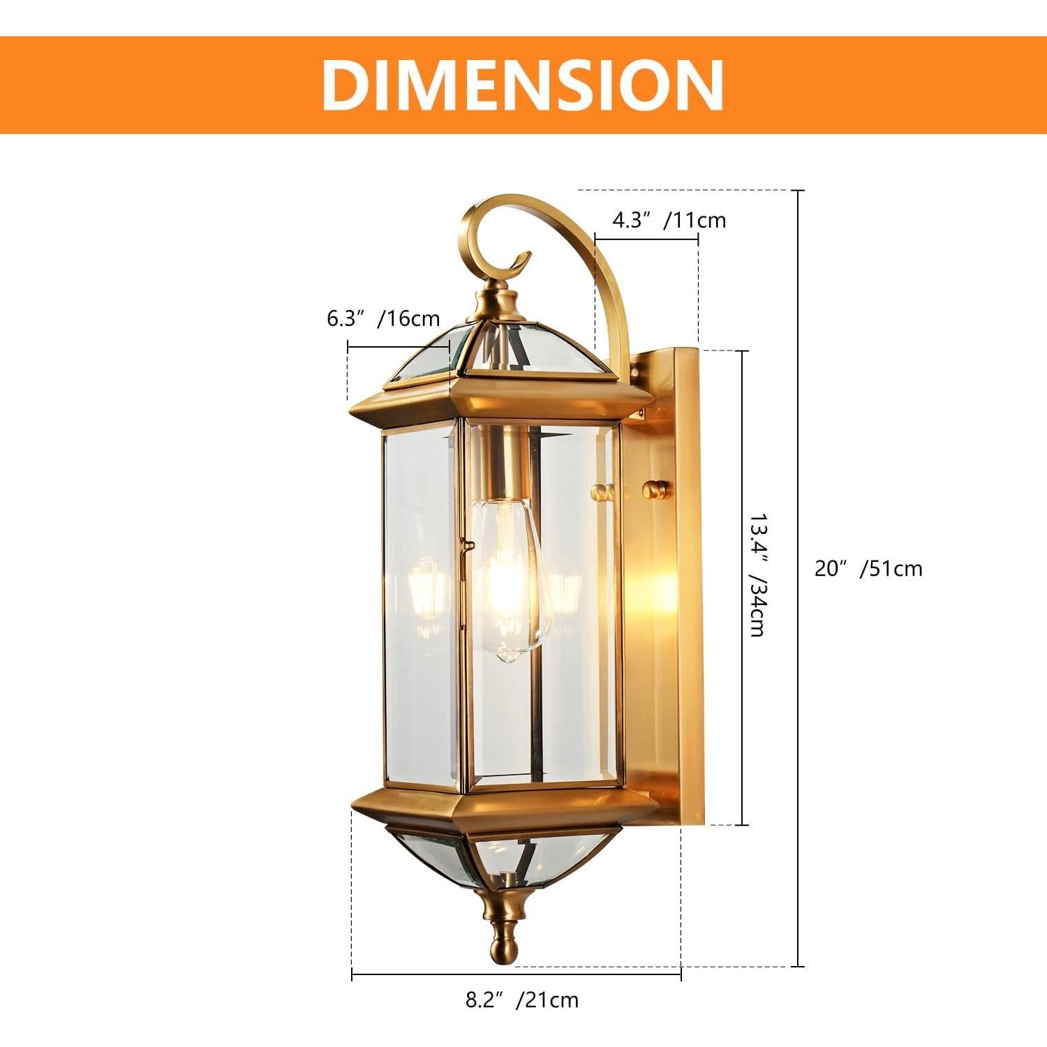 Luz de Pared Exterior Milaii 52.83 cm Cobre Impermeable