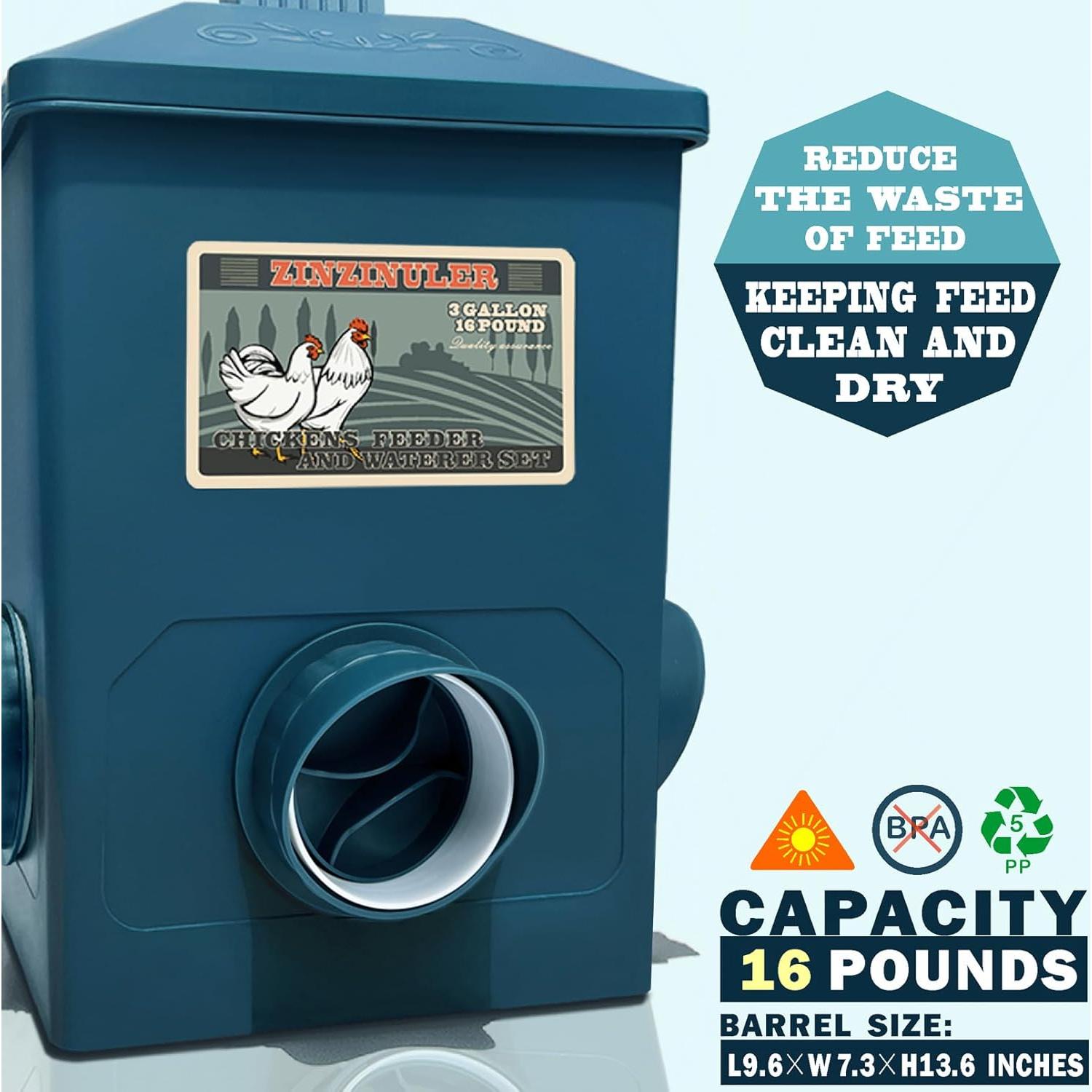 Comedero Automático ZINZINULER 7.26 kg y Bebedero 11.36 L