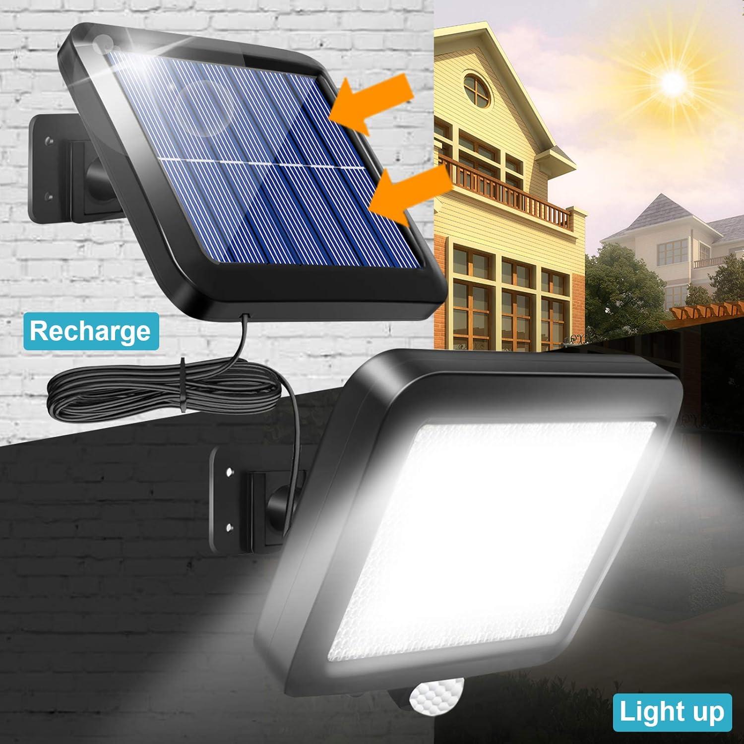 Luz Solar de Pared Shuniu 56 LEDs IP65 con Sensor de Movimiento