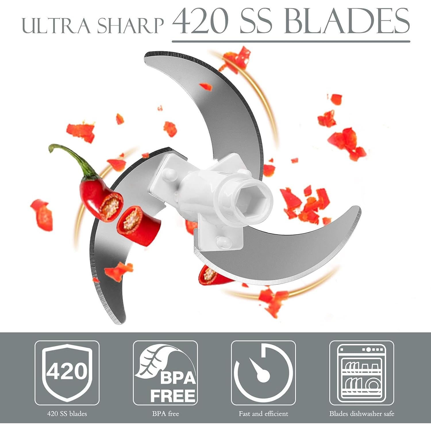 Picador de Alimentos Manual Ourokhome 500 ml Blanco