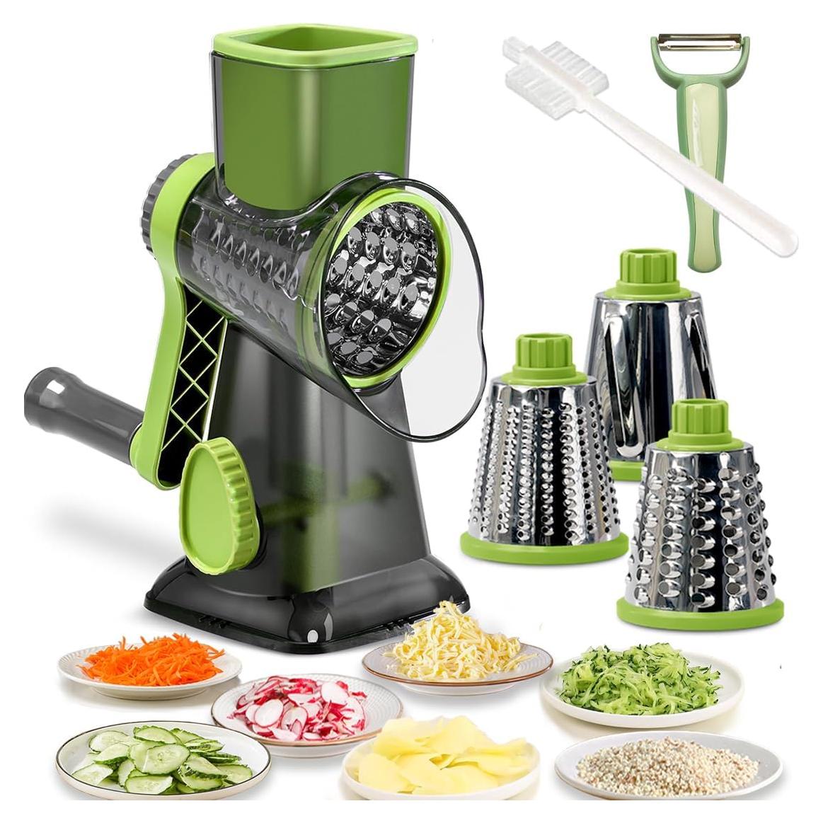 Rallador de Queso Rotatorio BNUNWISH 3 Cuchillas Acero Inoxidable