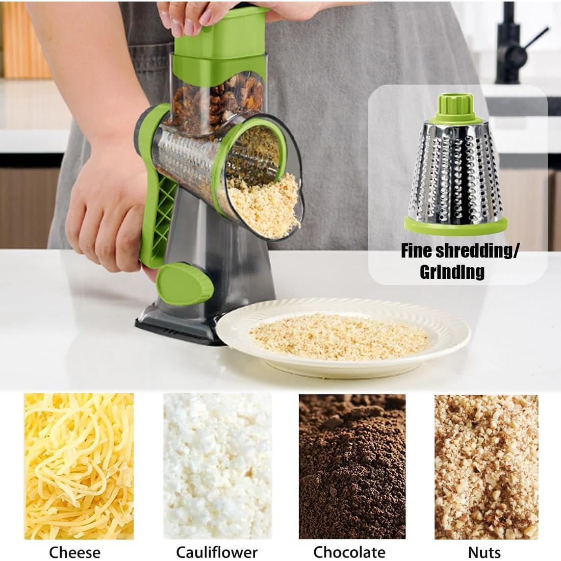 Rallador de Queso Rotatorio BNUNWISH 3 Cuchillas Acero Inoxidable