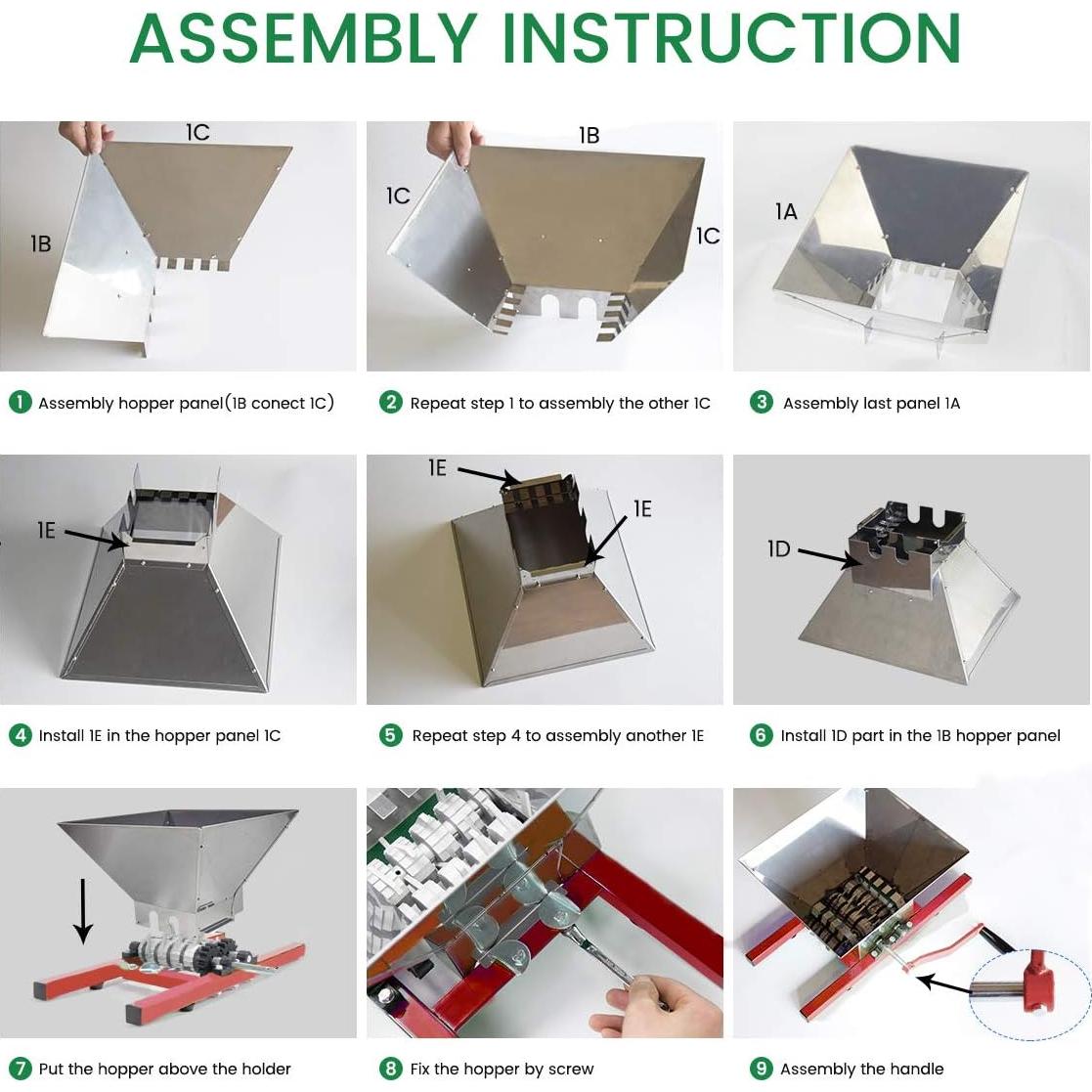 Trituradora de Frutas EJWOX 7L Manual Acero Inoxidable Rojo