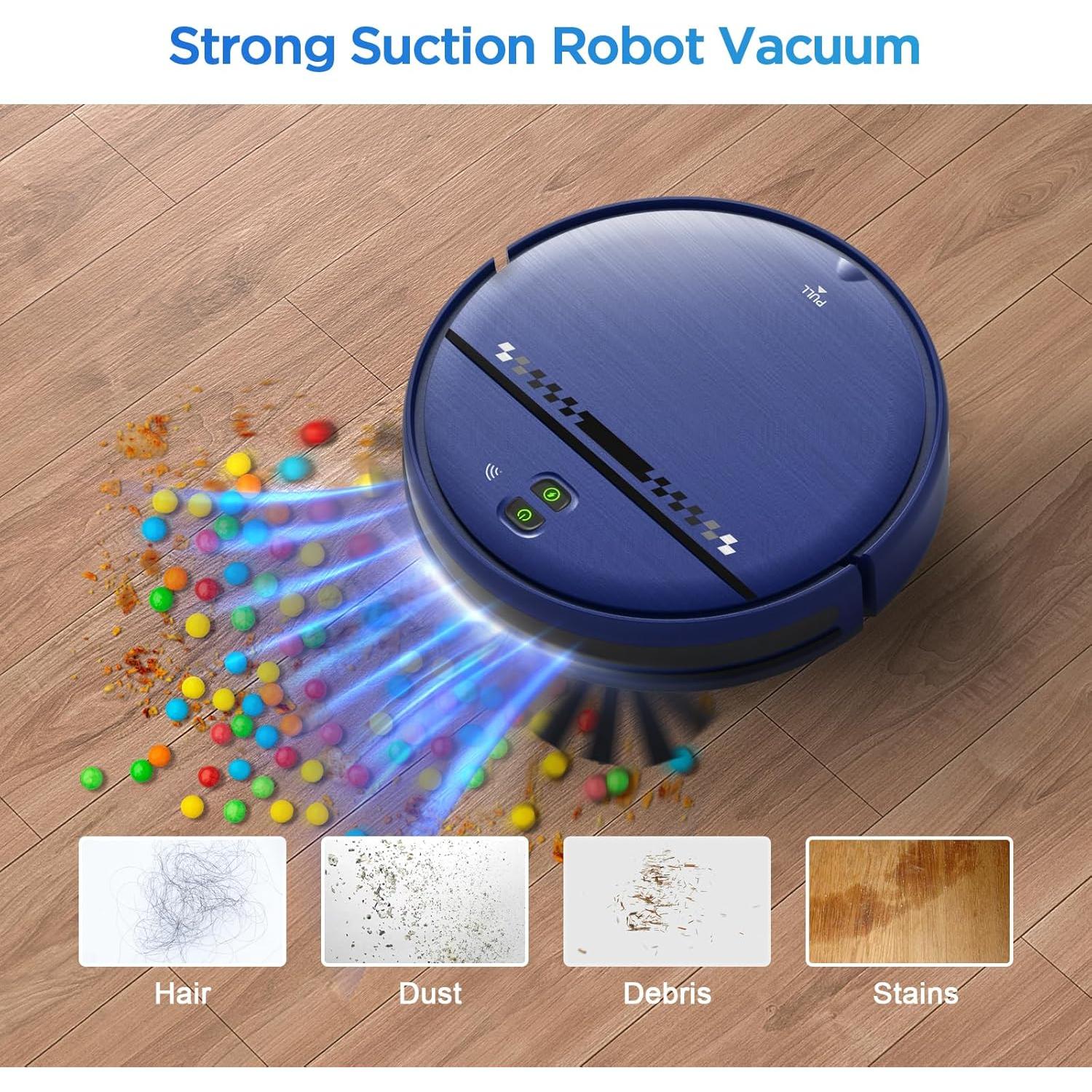 Robot Vacuum and Mop Combo, 2-in-1 Robot Vacuum Cleaner, Perfect for Pet Hair, Hard Floor and Carpet, Anti-Bump, Anti-Fall, App, Voice and Remote Control