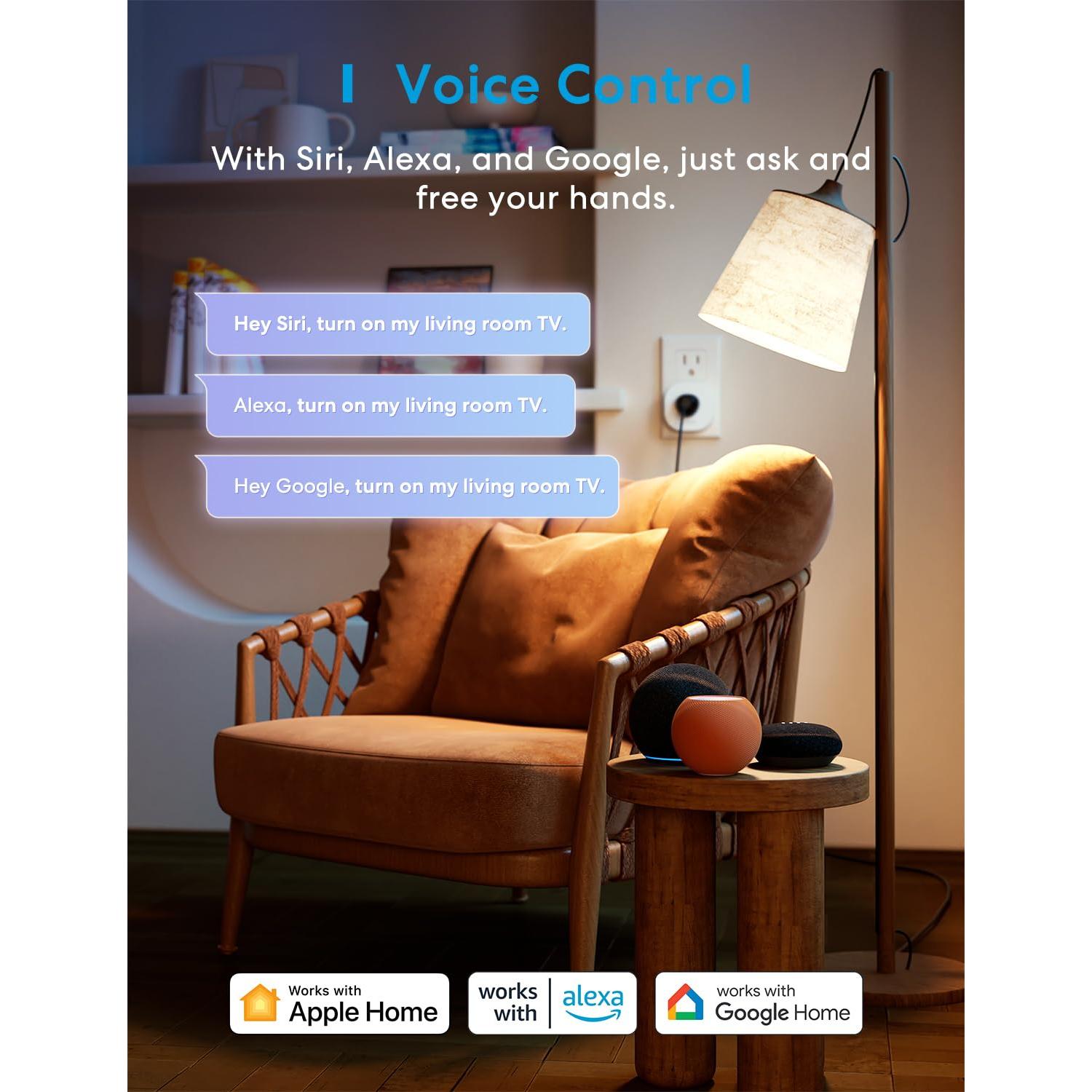 Enchufe Inteligente Meross Matter - Paquete de 2, Control por App y Voz